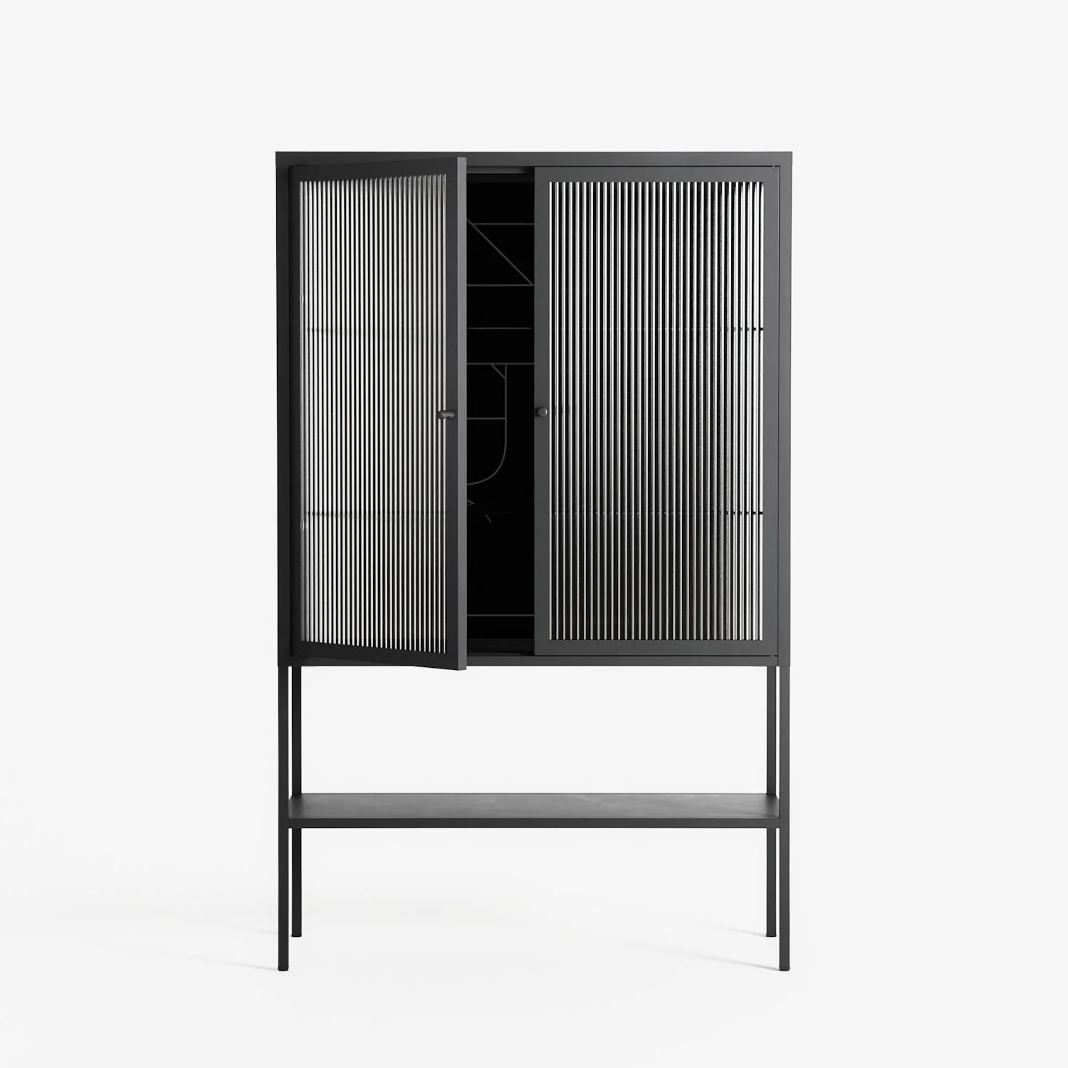 Hug 1 - Loft Cabinet - Andrea Devia-Nuño - Antracite - Reeded glass - Image 2