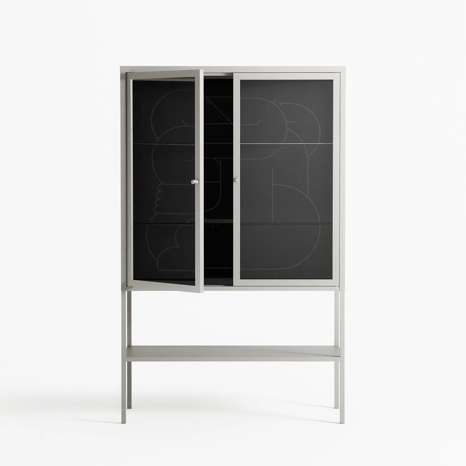 Hug 1 - Loft Cabinet - Andrea Devia-Nuño - Chalk - Clear glass - Image 2