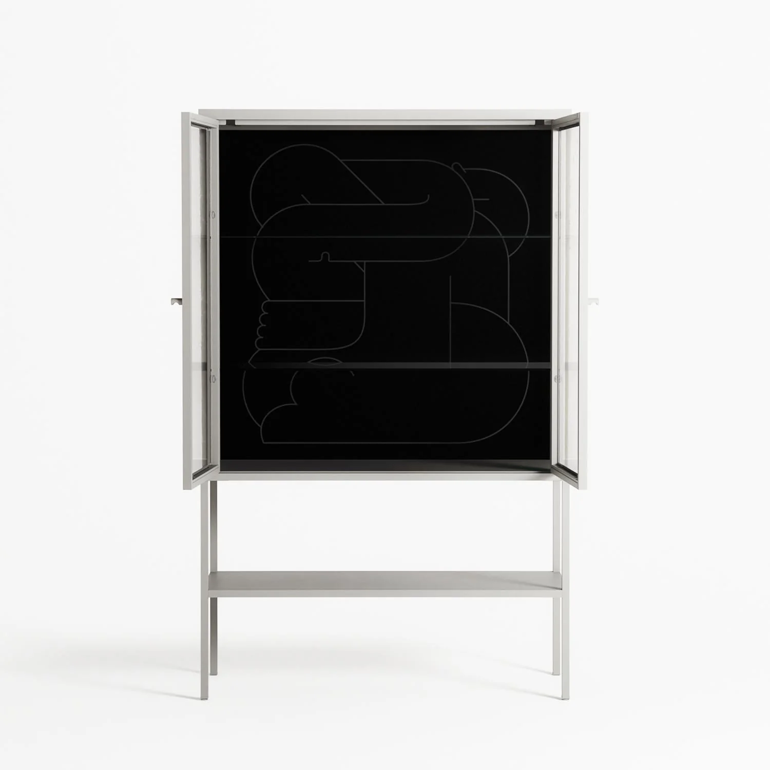 Hug 1 - Loft Cabinet - Andrea Devia-Nuño - Chalk - Clear glass - Image 3