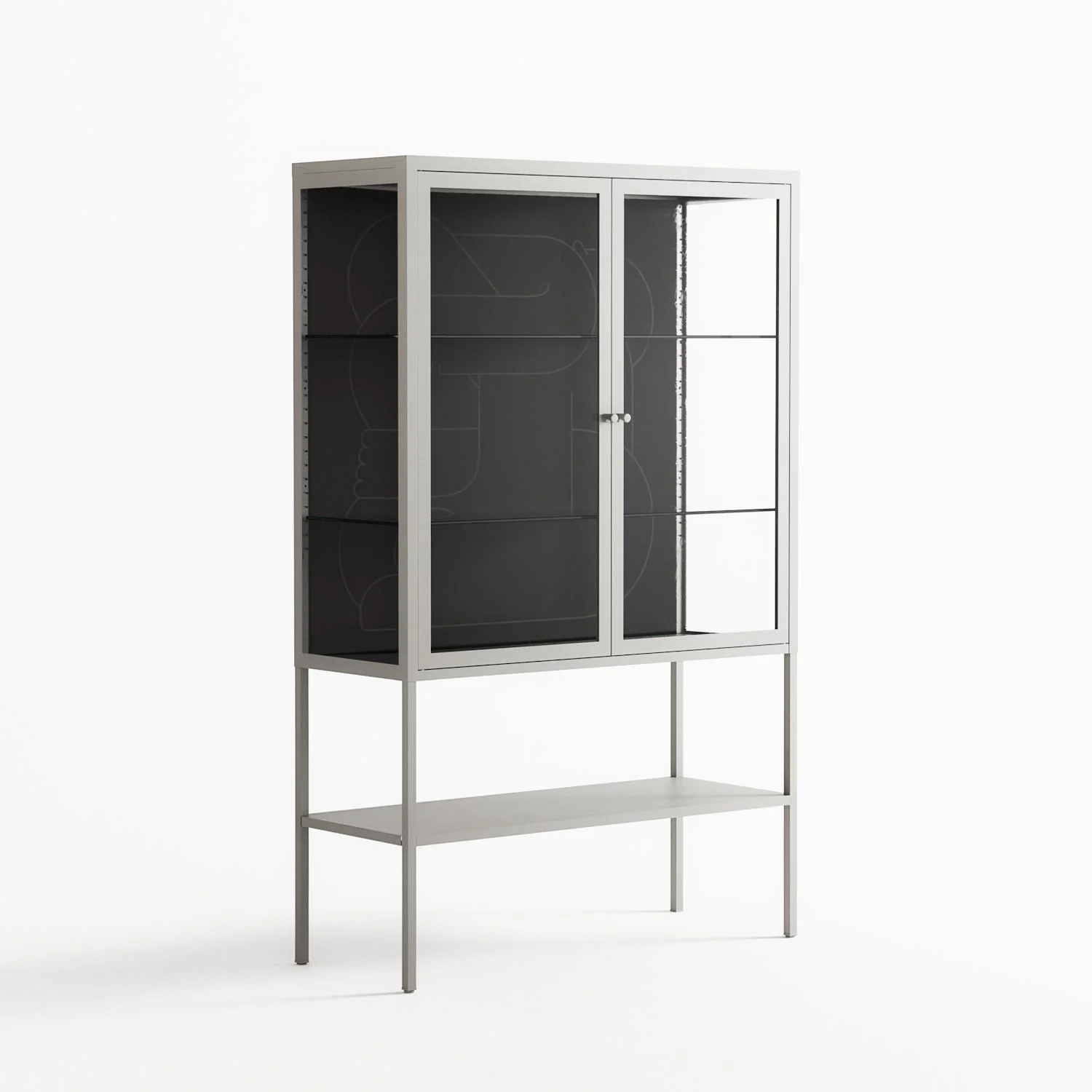 Hug 1 - Loft Cabinet - Andrea Devia-Nuño - Chalk - Clear glass - Image 4