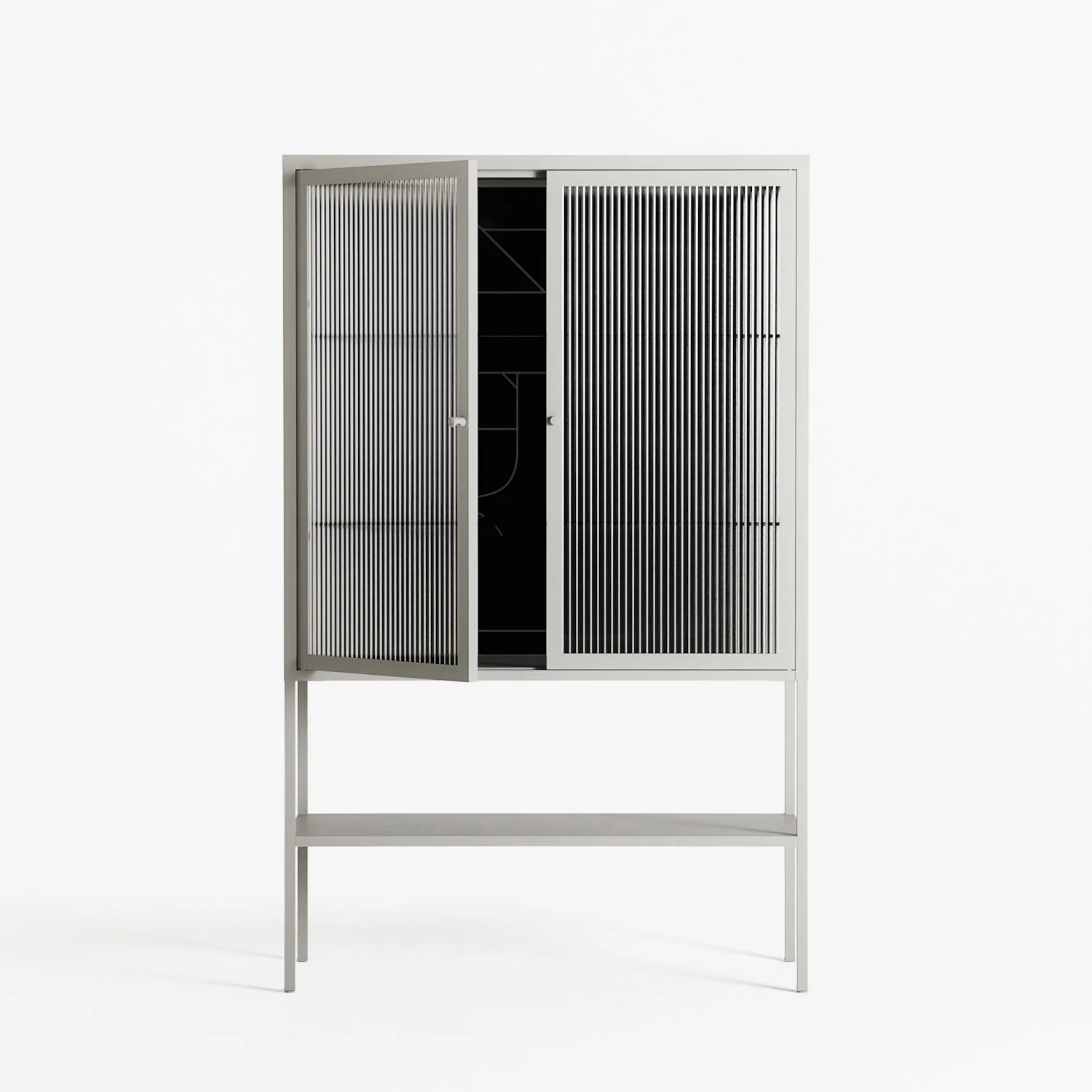 Hug 1 - Loft Cabinet - Andrea Devia-Nuño - Chalk - Reeded glass - Image 2