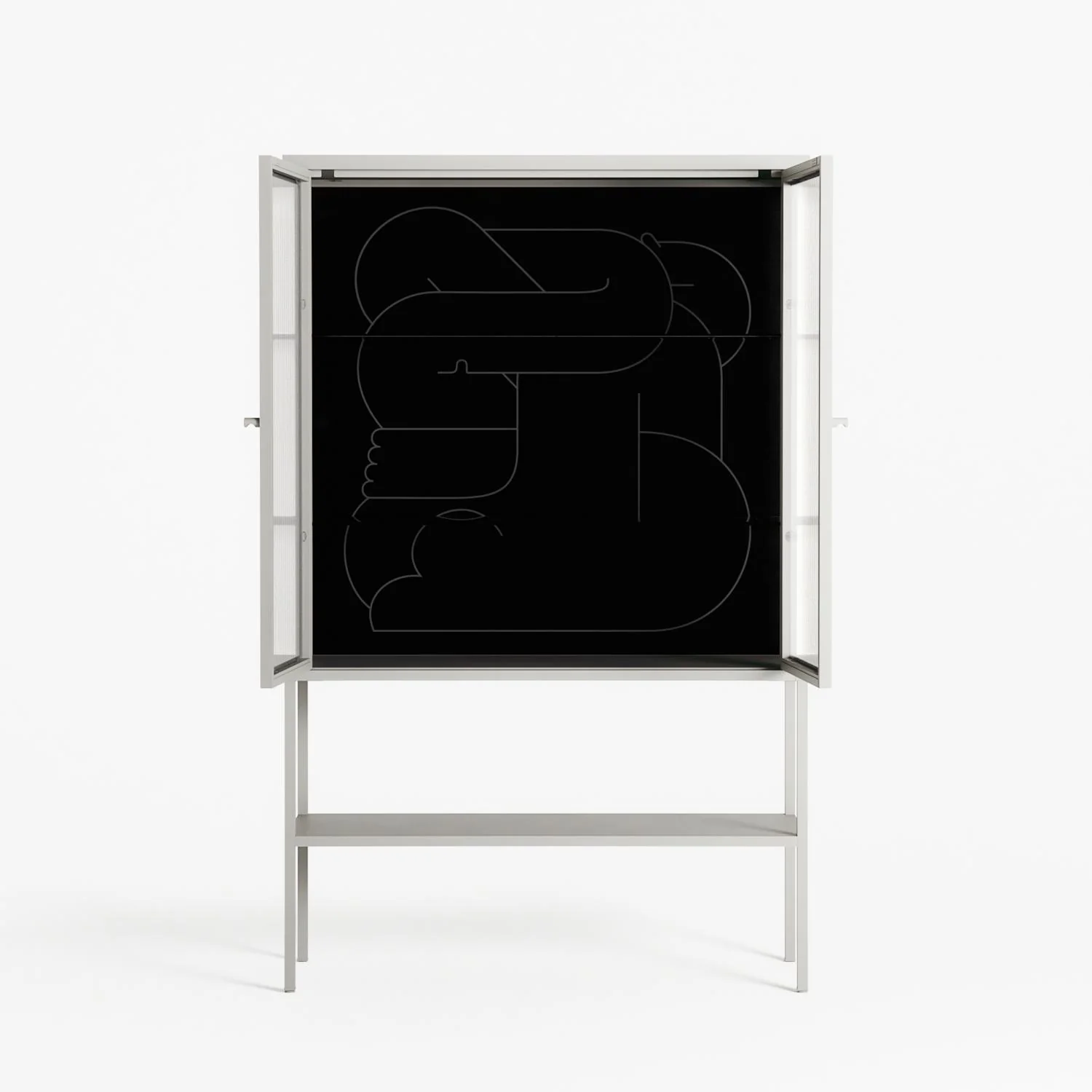 Hug 1 - Loft Cabinet - Andrea Devia-Nuño - Chalk - Reeded glass - Image 3