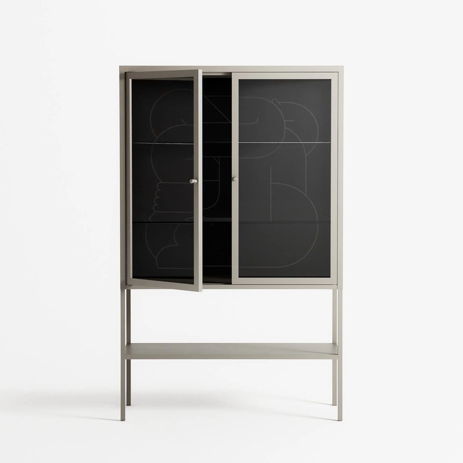 Hug 1 - Loft Cabinet - Andrea Devia-Nuño - Pebble - Clear glass - Image 2