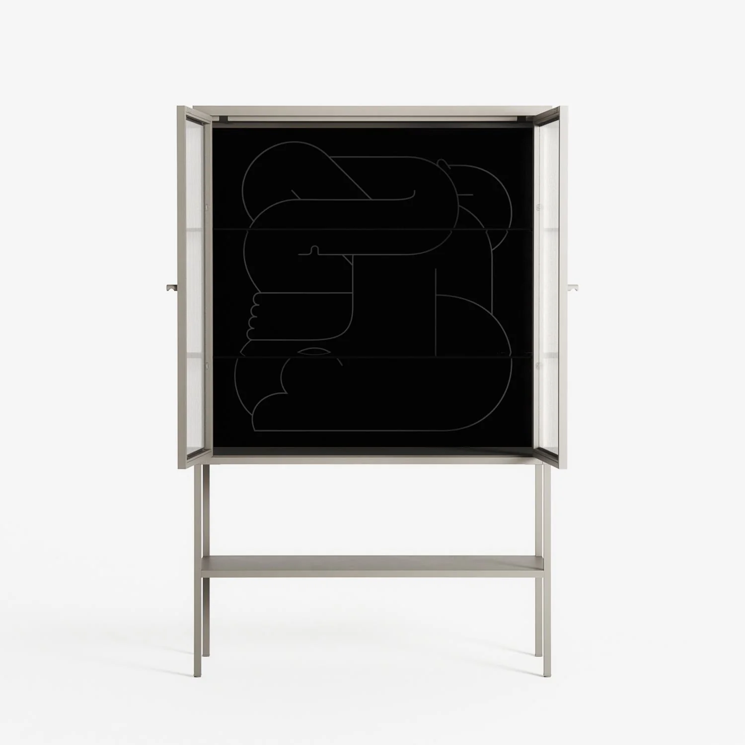 Hug 1 - Loft Cabinet - Andrea Devia-Nuño - Pebble - Reeded glass - Image 3