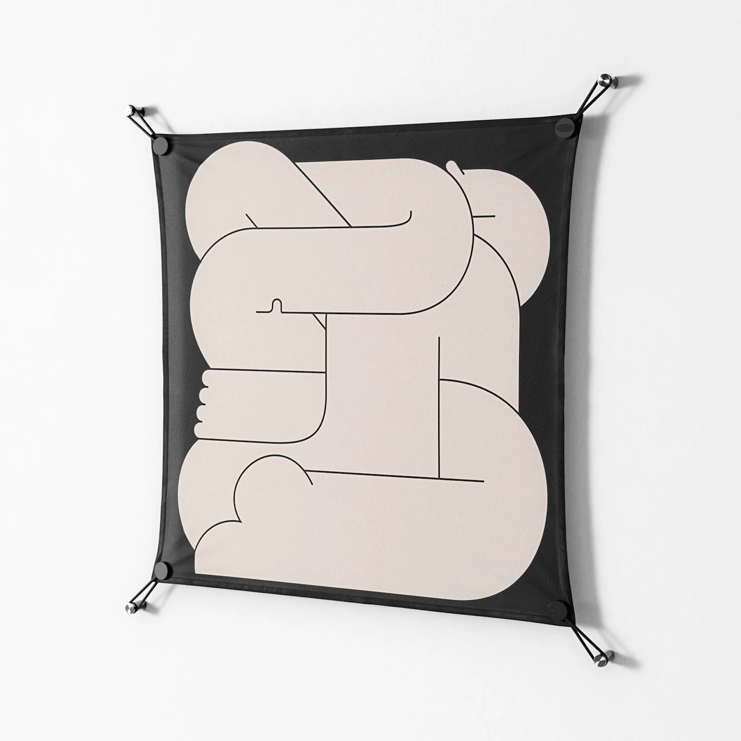 Hug 1 - Work On Wall - Andrea Devia-Nuño - Black - 70 x 70 cm - Image 2