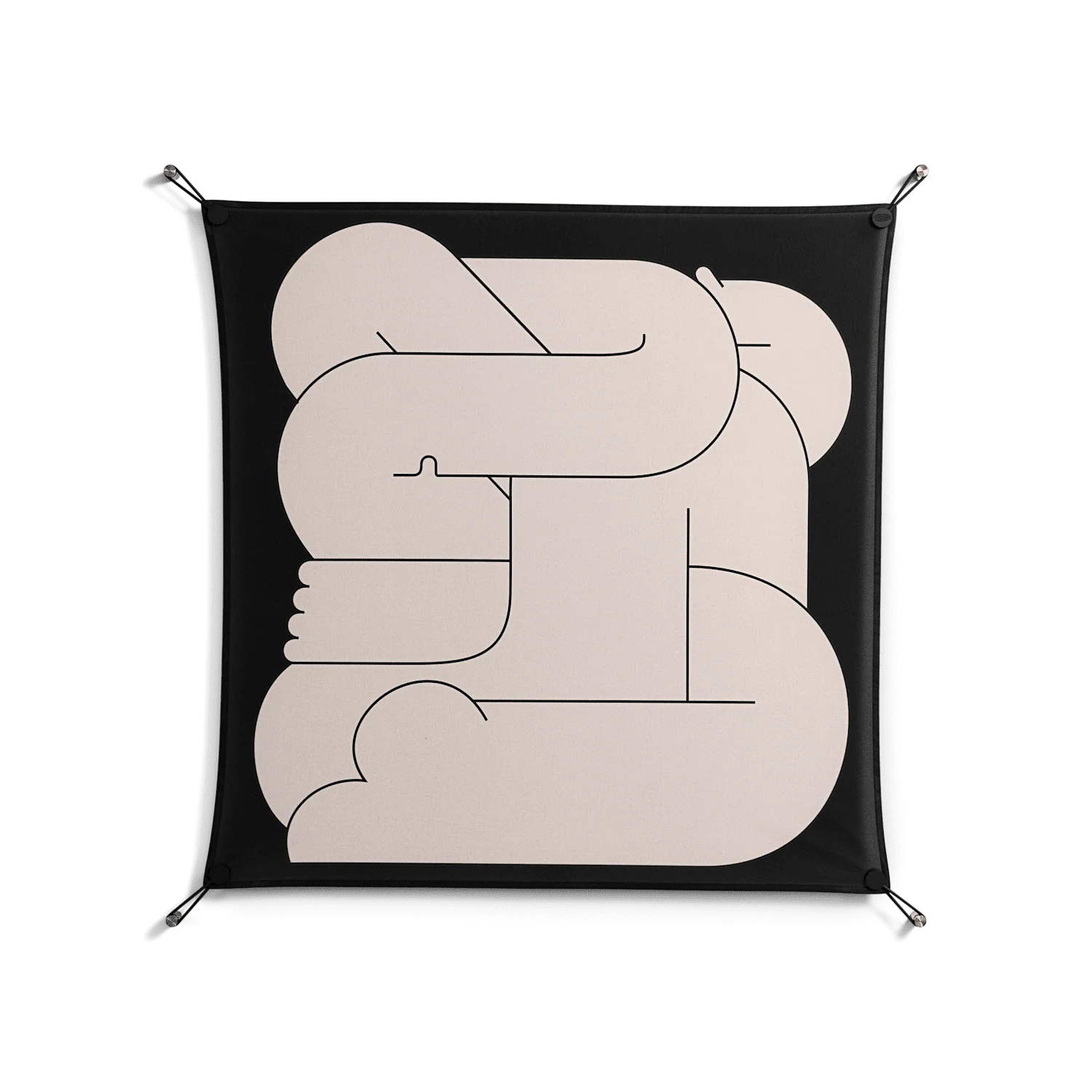 Hug 1 - Work On Wall - Andrea Devia-Nuño - Black - 90 x 90 cm