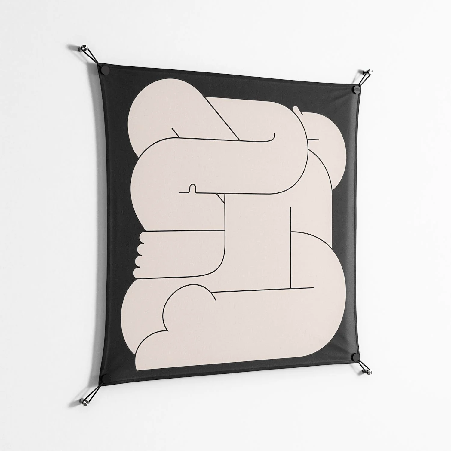 Hug 1 - Work On Wall - Andrea Devia-Nuño - Black - 90 x 90 cm - Image 2