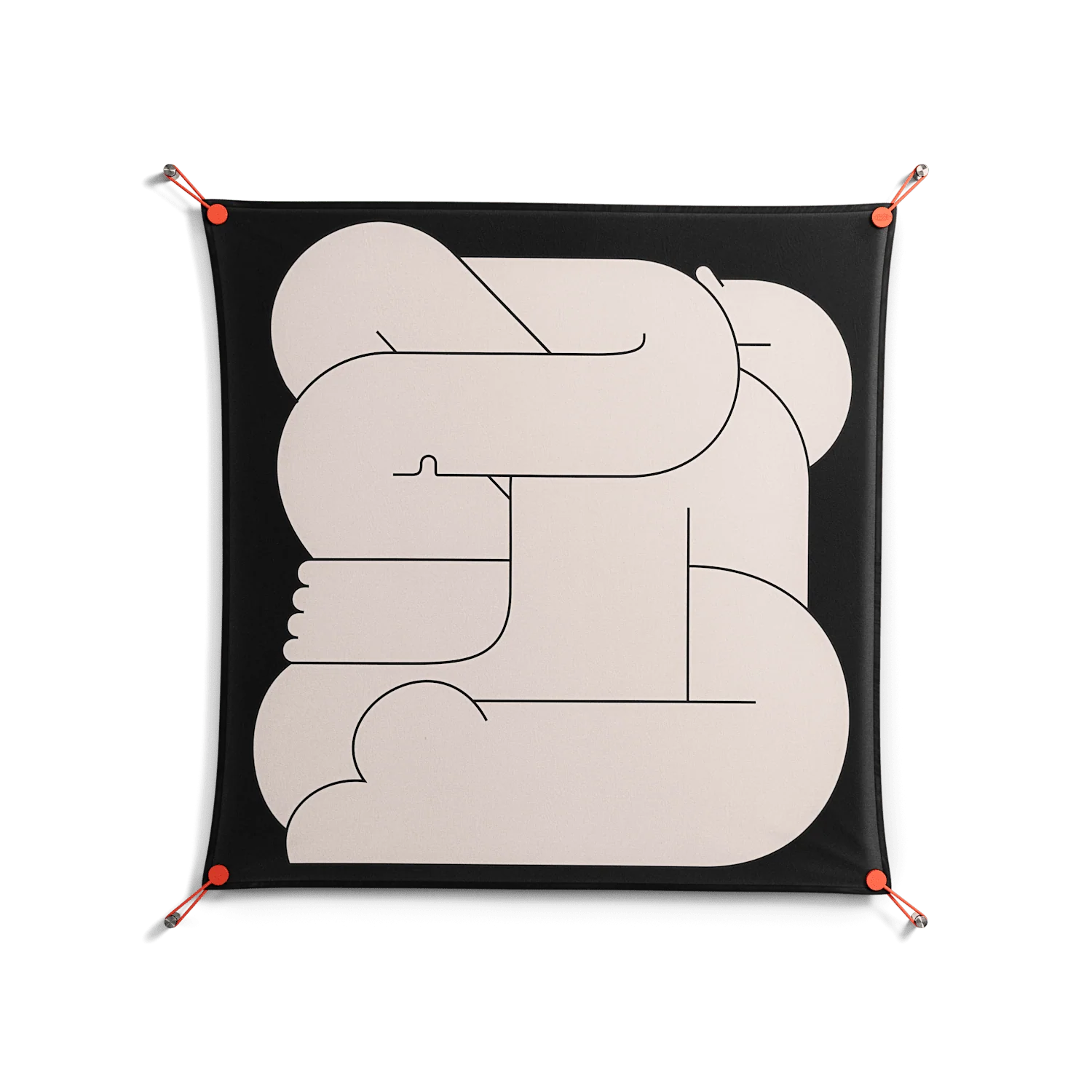 Hug 1 - Work On Wall - Andrea Devia-Nuño - Orange - 90 x 90 cm