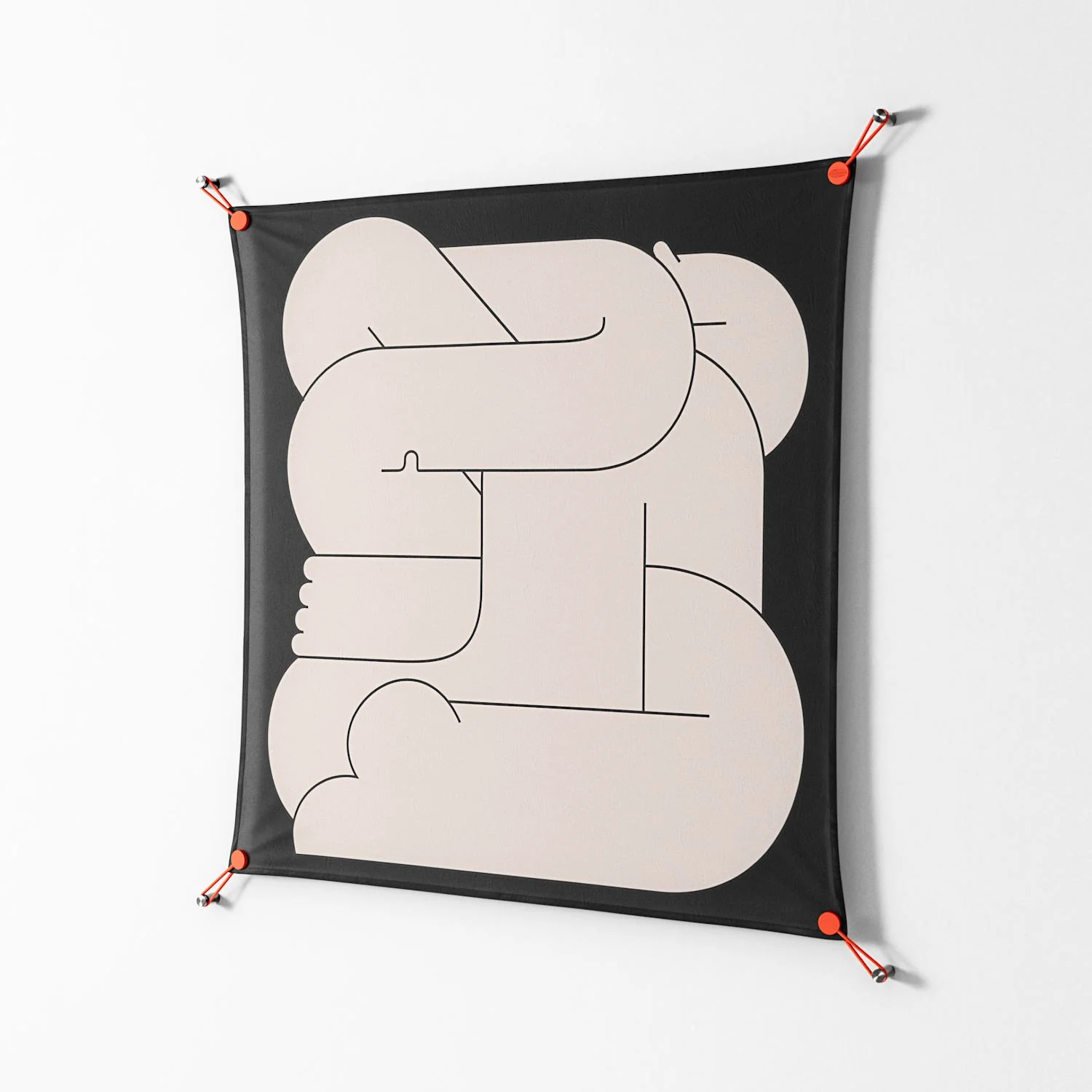 Hug 1 - Work On Wall - Andrea Devia-Nuño - Orange - 90 x 90 cm - Image 2