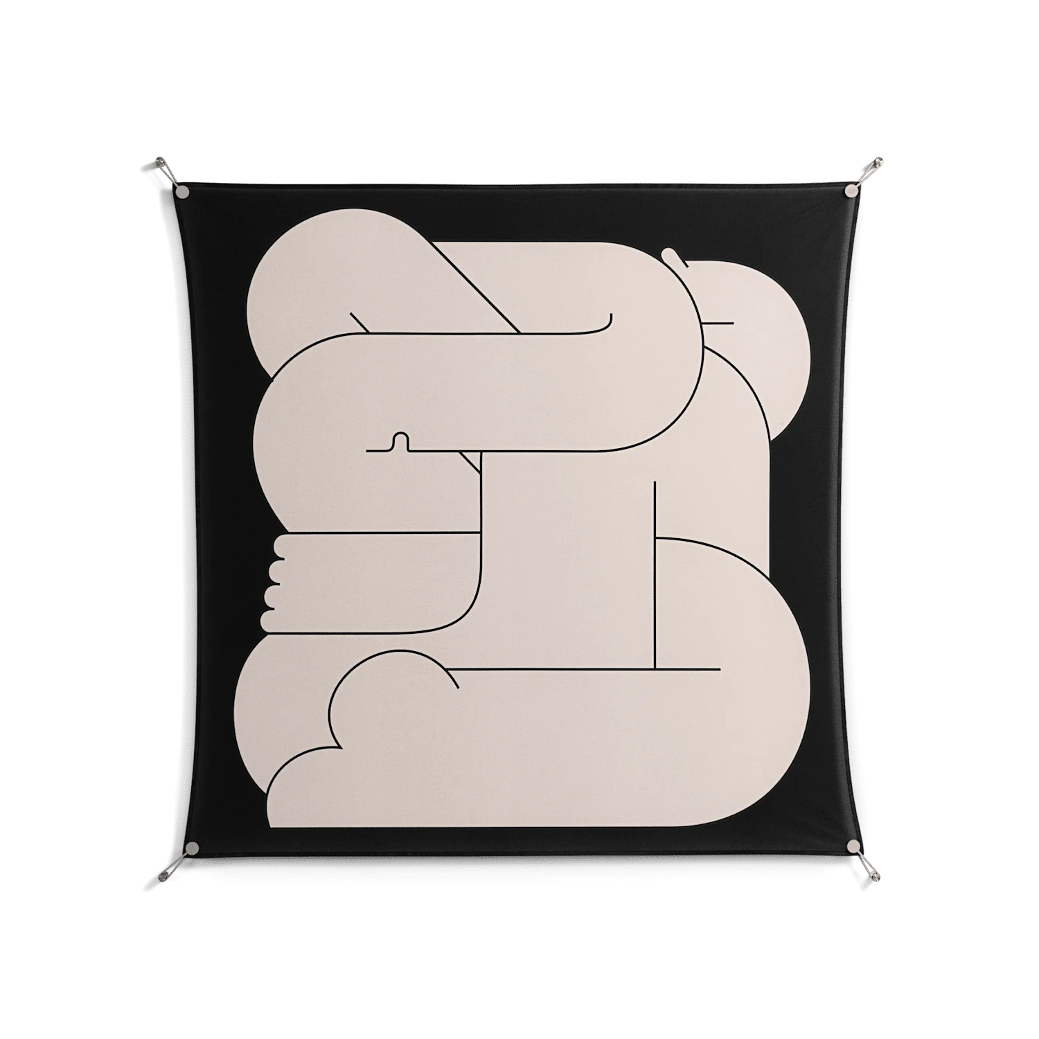 Hug 1 - Work On Wall - Andrea Devia-Nuño - Silver - 140 x 140 cm