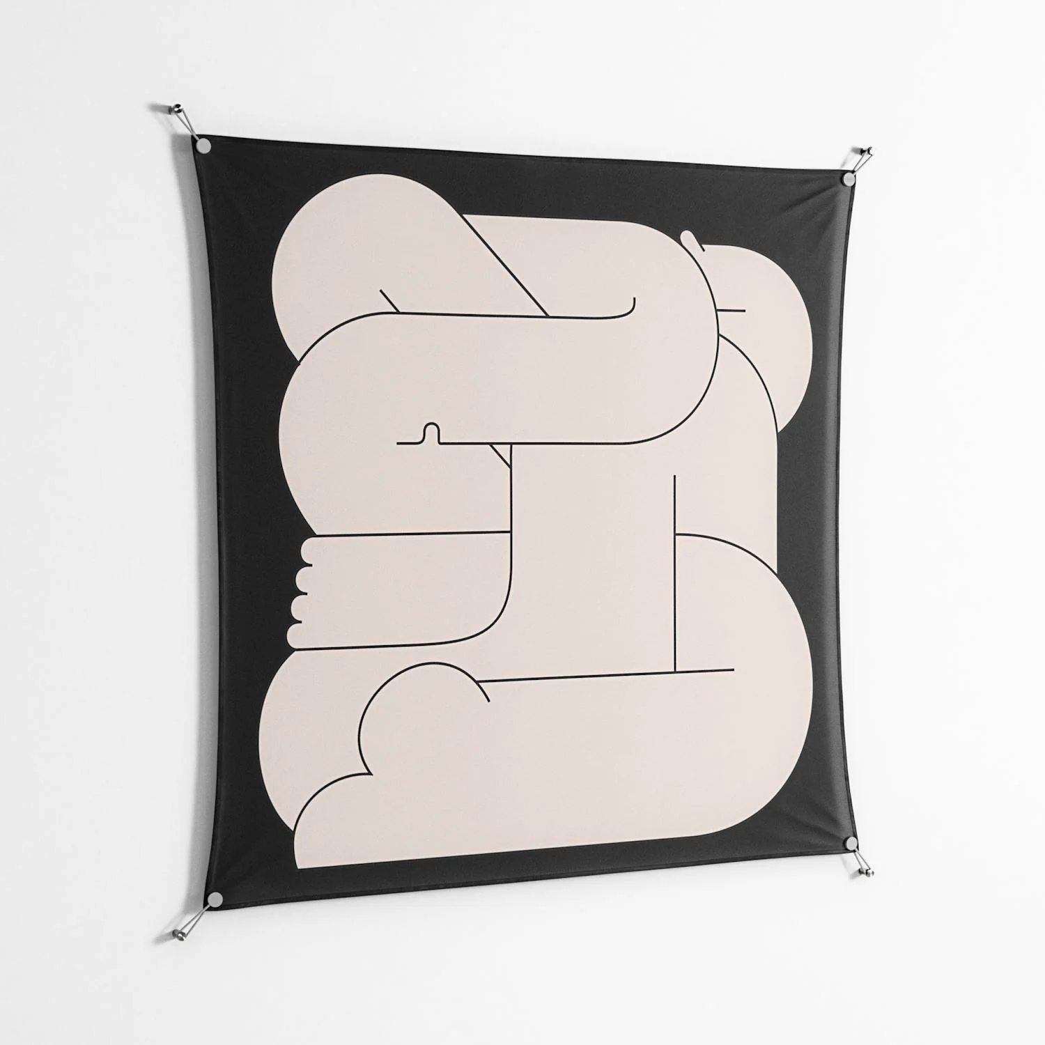 Hug 1 - Work On Wall - Andrea Devia-Nuño - Silver - 140 x 140 cm - Image 2