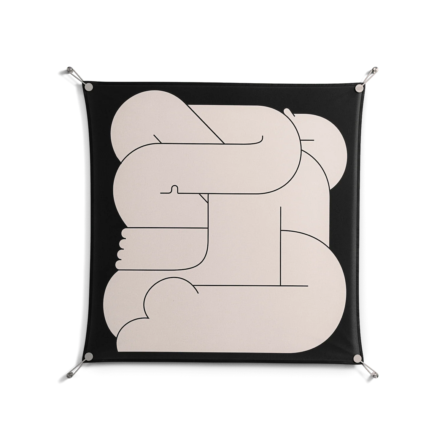 Hug 1 - Work On Wall - Andrea Devia-Nuño - Silver - 90 x 90 cm