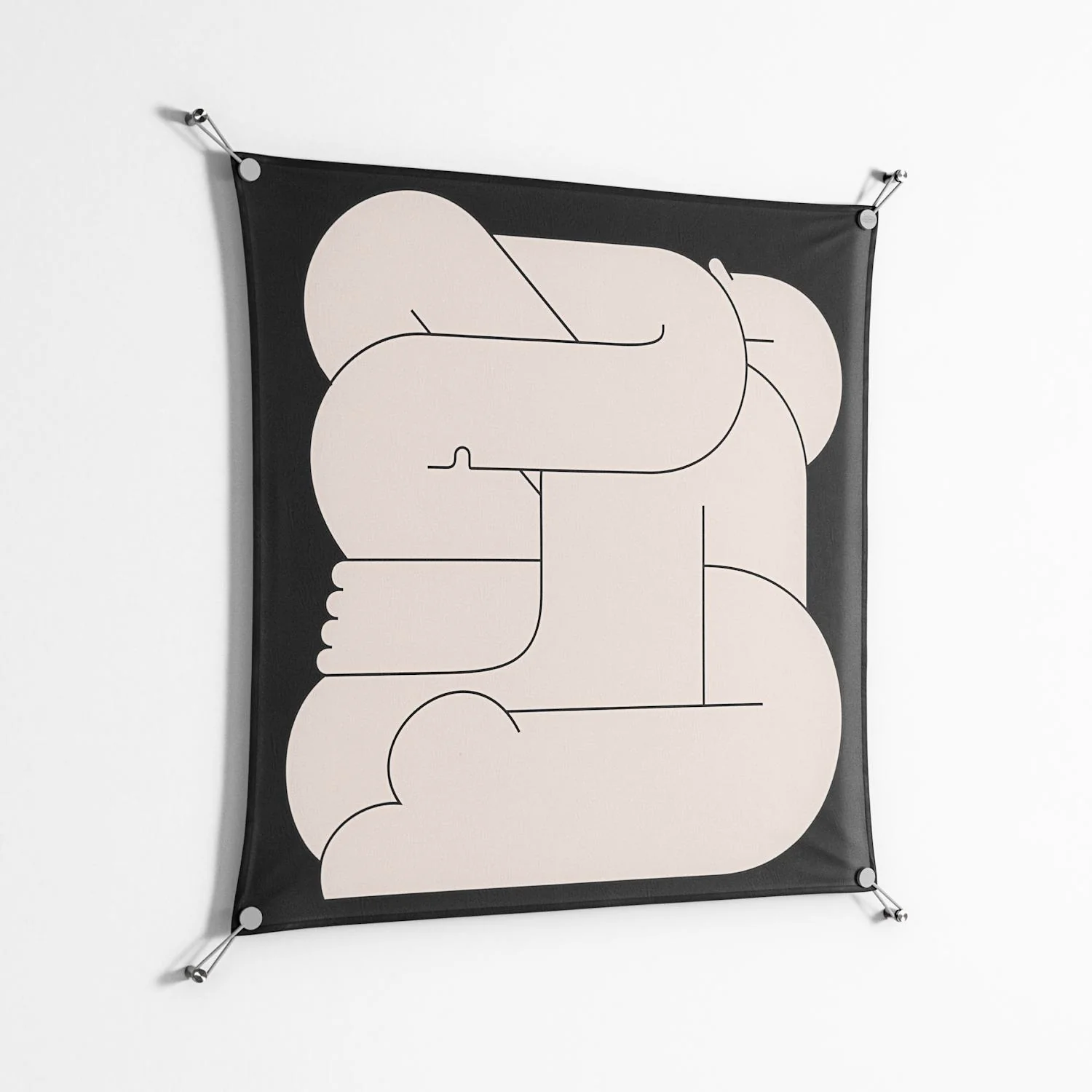 Hug 1 - Work On Wall - Andrea Devia-Nuño - Silver - 90 x 90 cm - Image 2