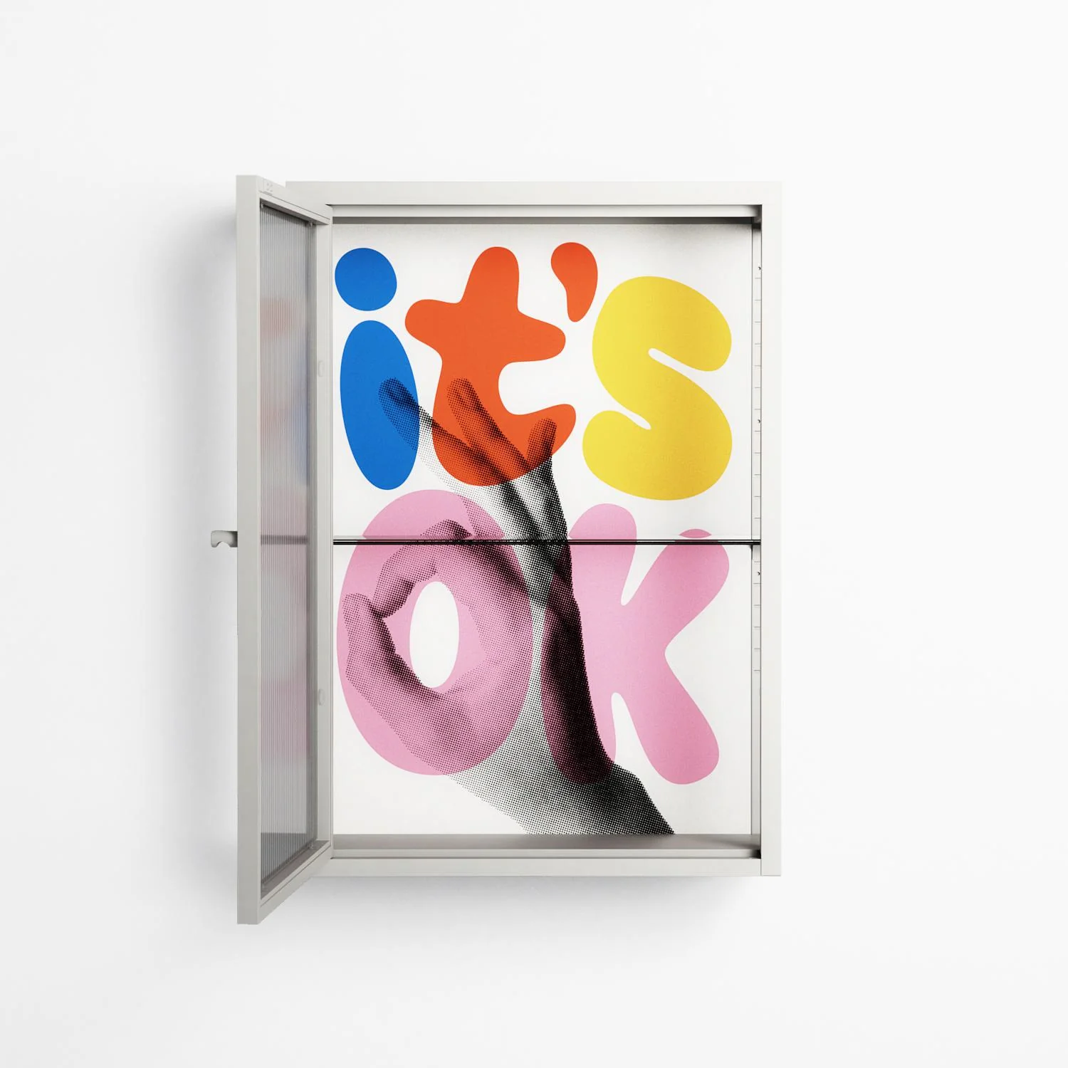 Its Ok - Wall Cabinet - Vratislav Pecka - Chalk - Reeded glass - Image 3