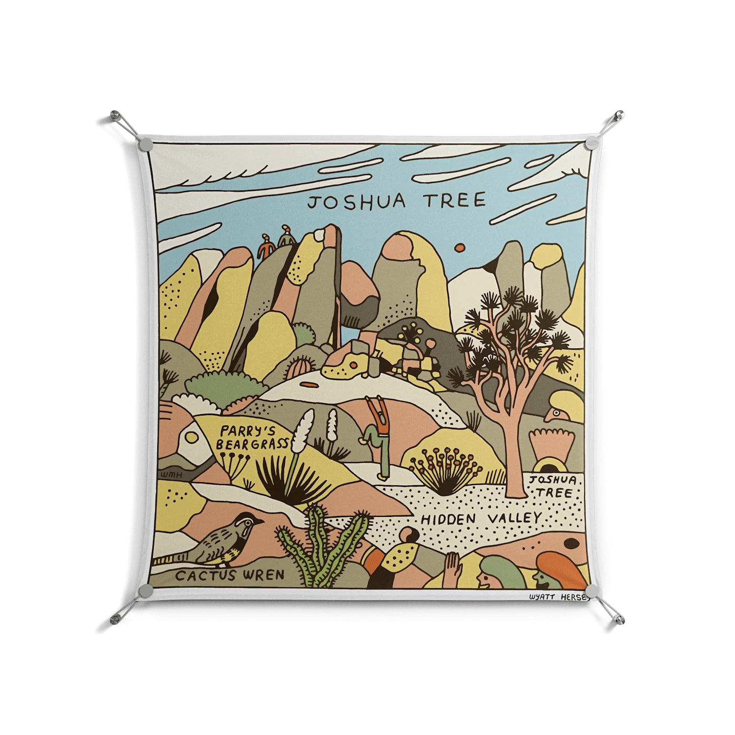Joshua Tree - Work On Wall - Wyatt Hersey - Silver - 90 x 90 cm