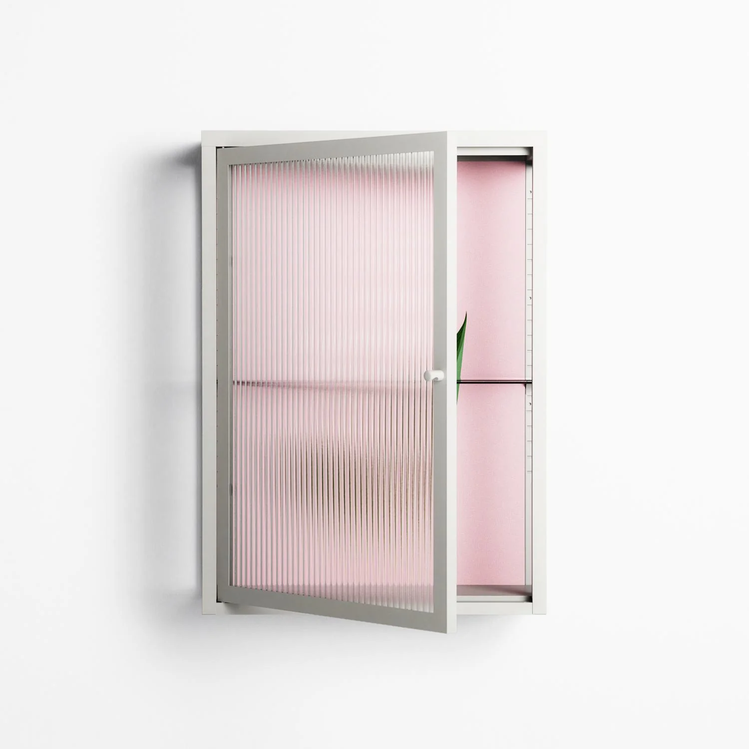 Kalas Konvalj - Wall Cabinet - Nur Rydberg - Chalk - Reeded glass - Image 2