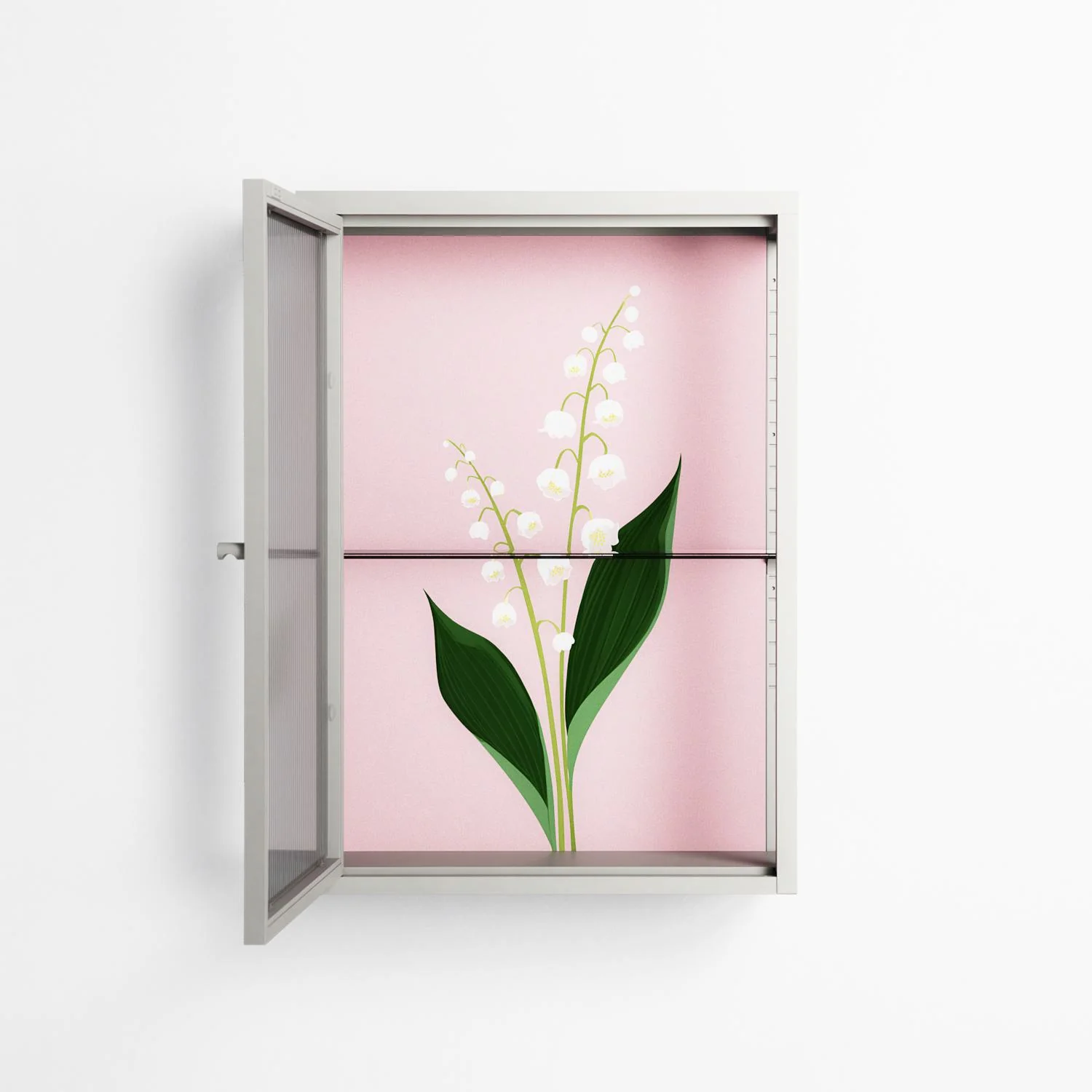 Kalas Konvalj - Wall Cabinet - Nur Rydberg - Chalk - Reeded glass - Image 3