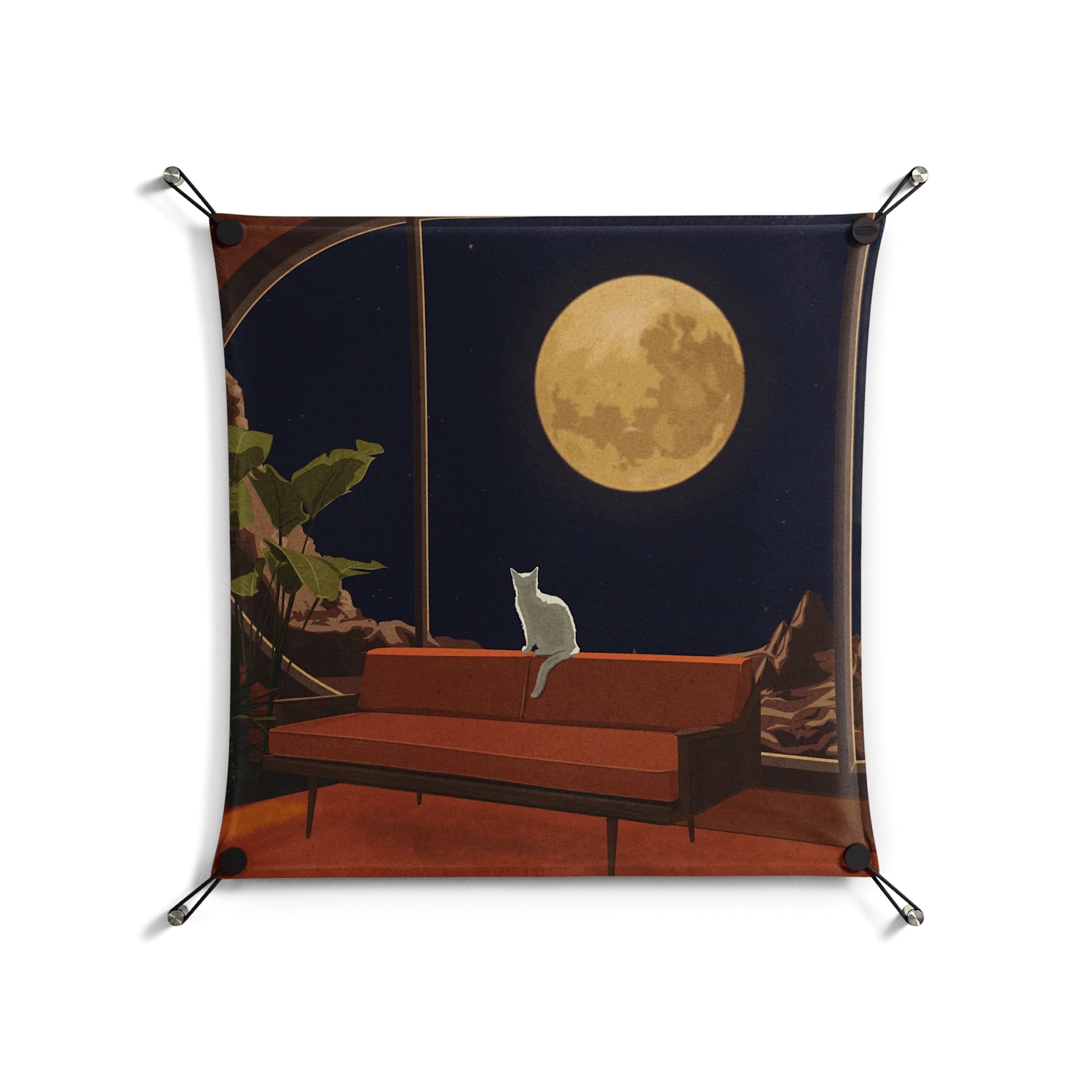Kitty With A View - Work On Wall - Kristin Eriksson - Black - 70 x 70 cm