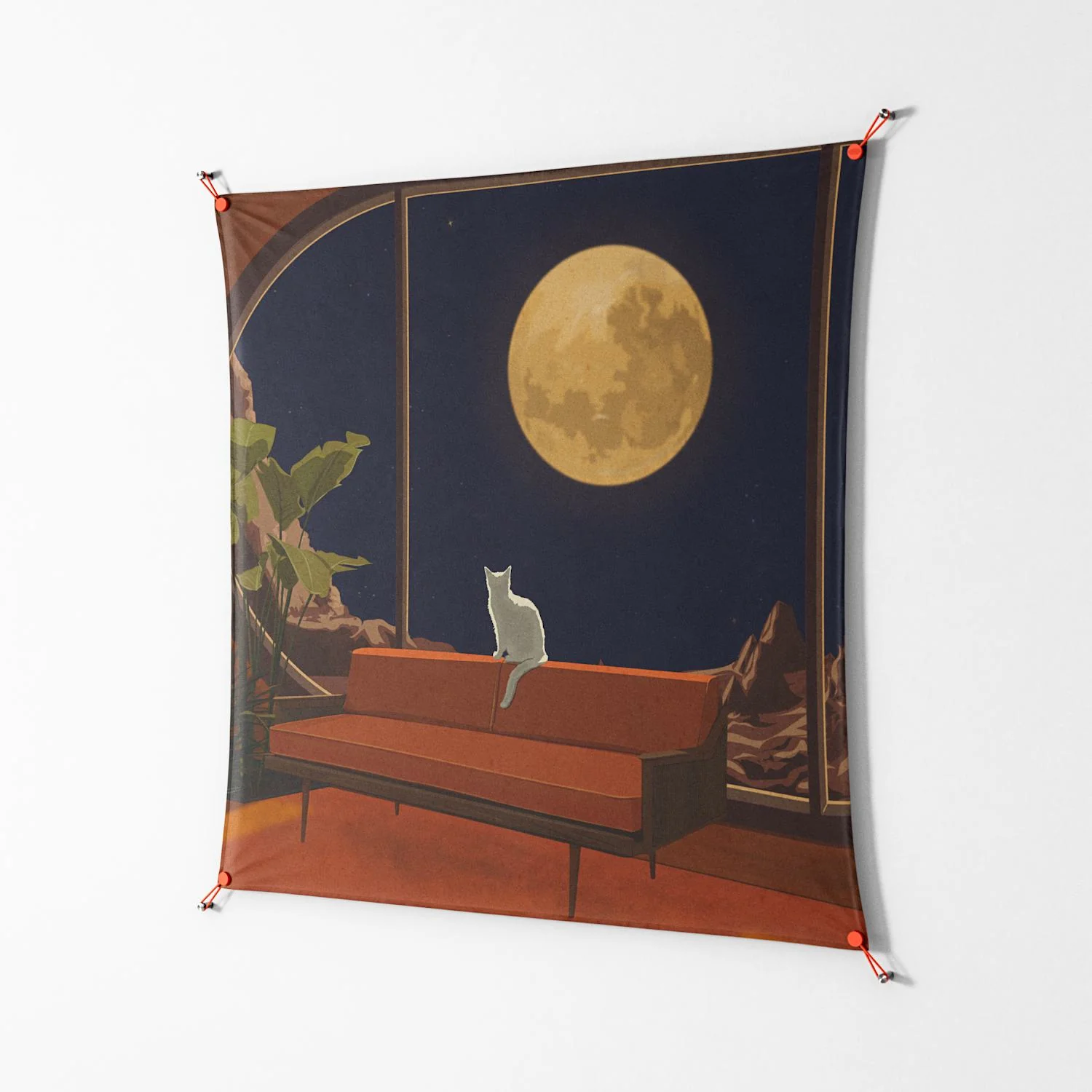 Kitty With A View - Work On Wall - Kristin Eriksson - Orange - 140 x 140 cm - Image 2