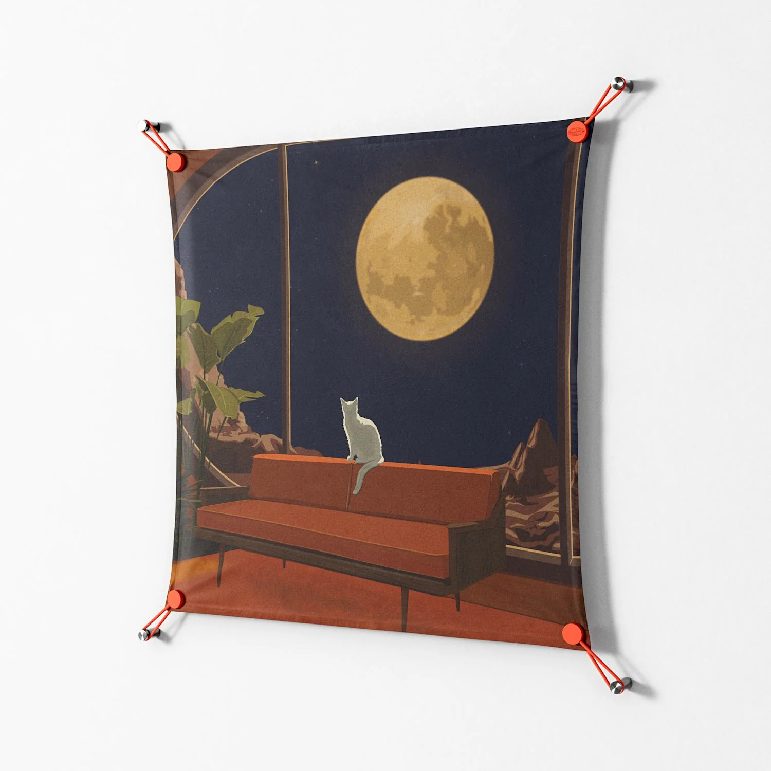 Kitty With A View - Work On Wall - Kristin Eriksson - Orange - 70 x 70 cm - Image 2
