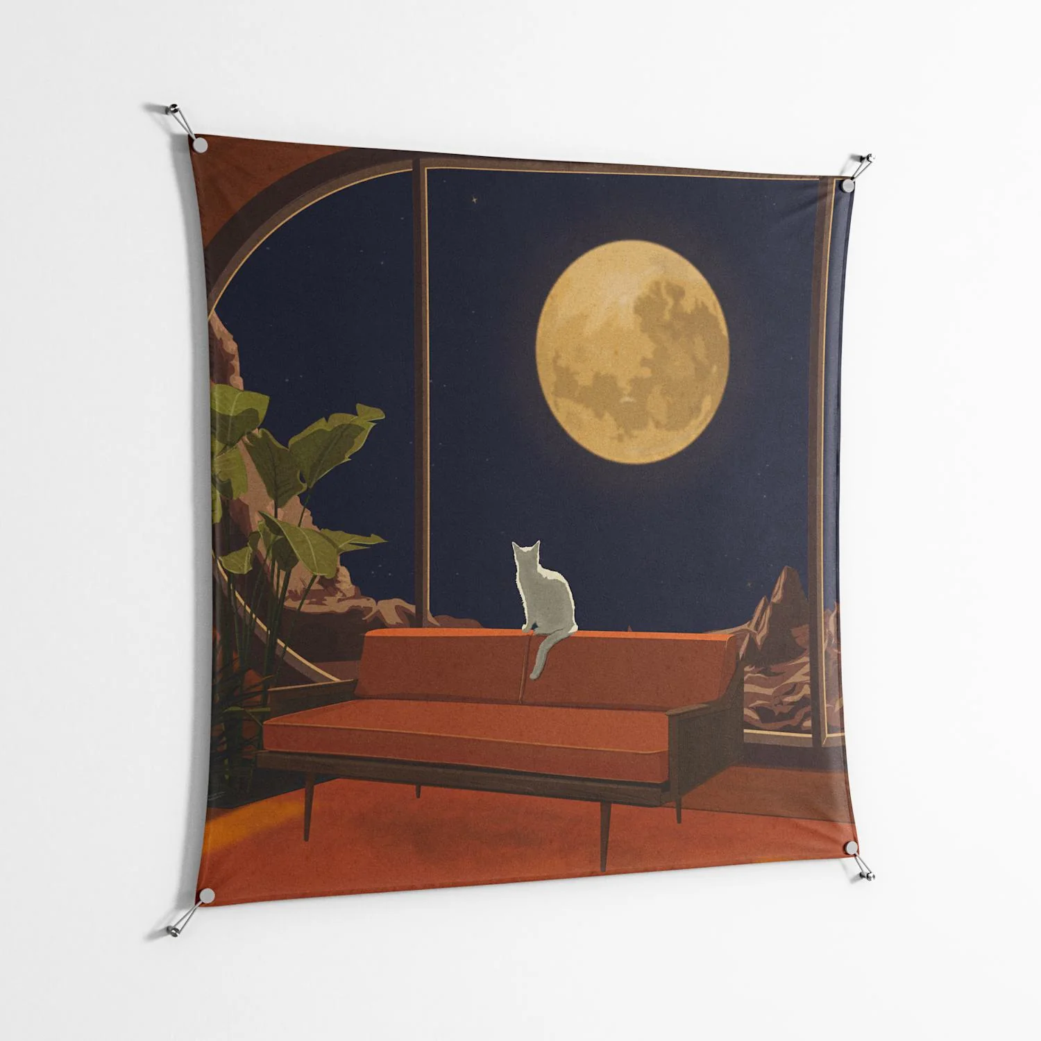 Kitty With A View - Work On Wall - Kristin Eriksson - Silver - 140 x 140 cm - Image 2