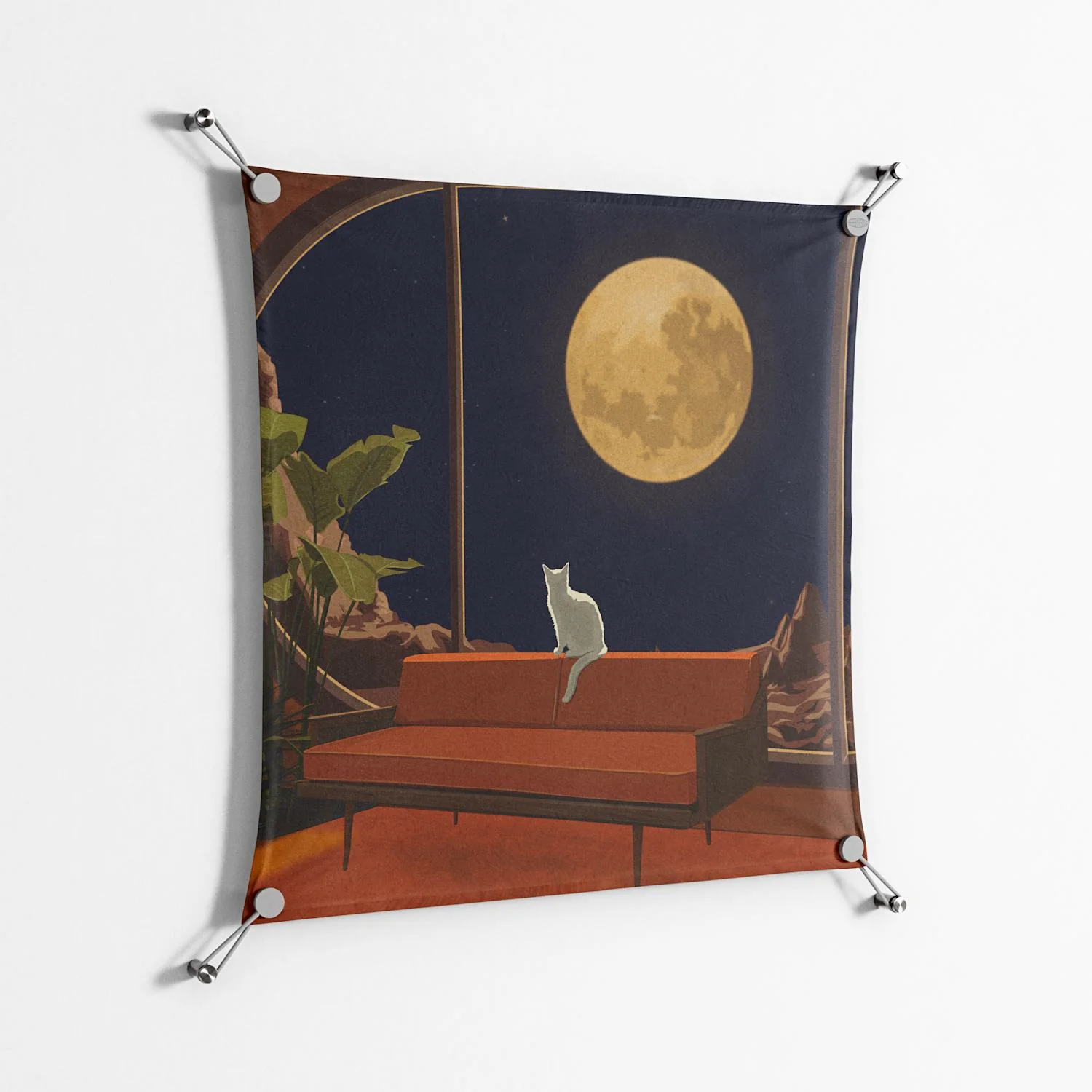 Kitty With A View - Work On Wall - Kristin Eriksson - Silver - 70 x 70 cm - Image 2