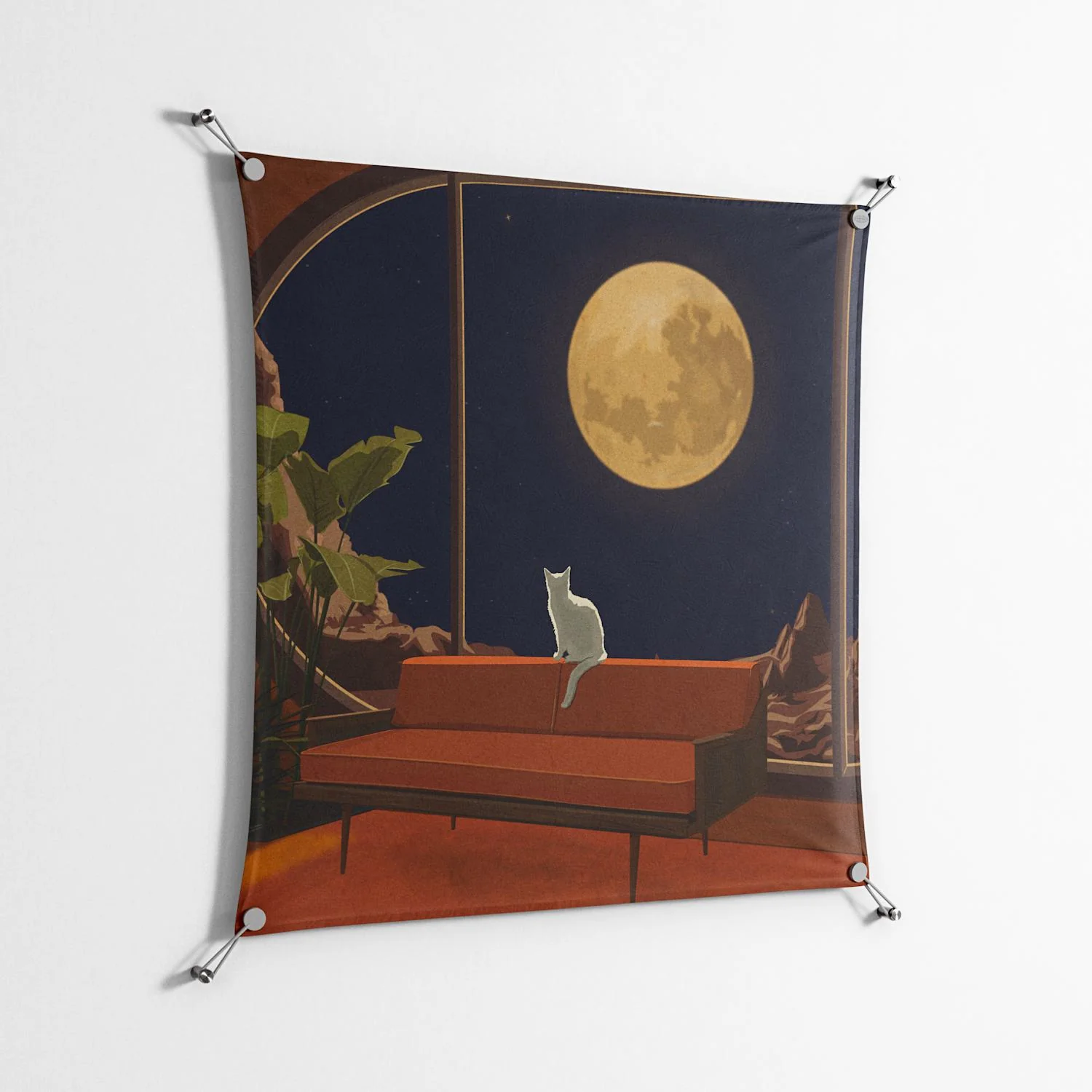 Kitty With A View - Work On Wall - Kristin Eriksson - Silver - 90 x 90 cm - Image 2