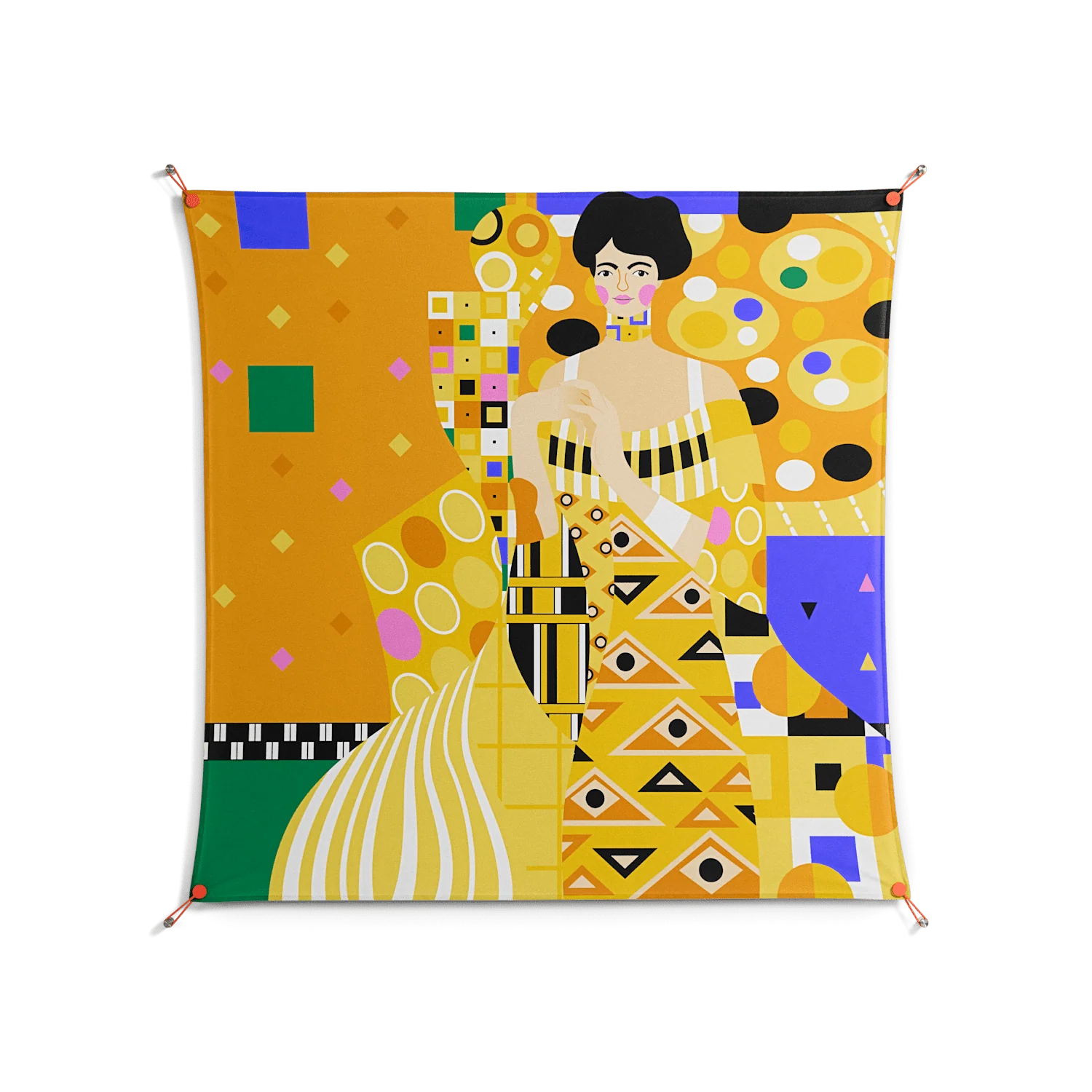 Klimt - Work On Wall - Heather Zhou - Orange - 140 x 140 cm