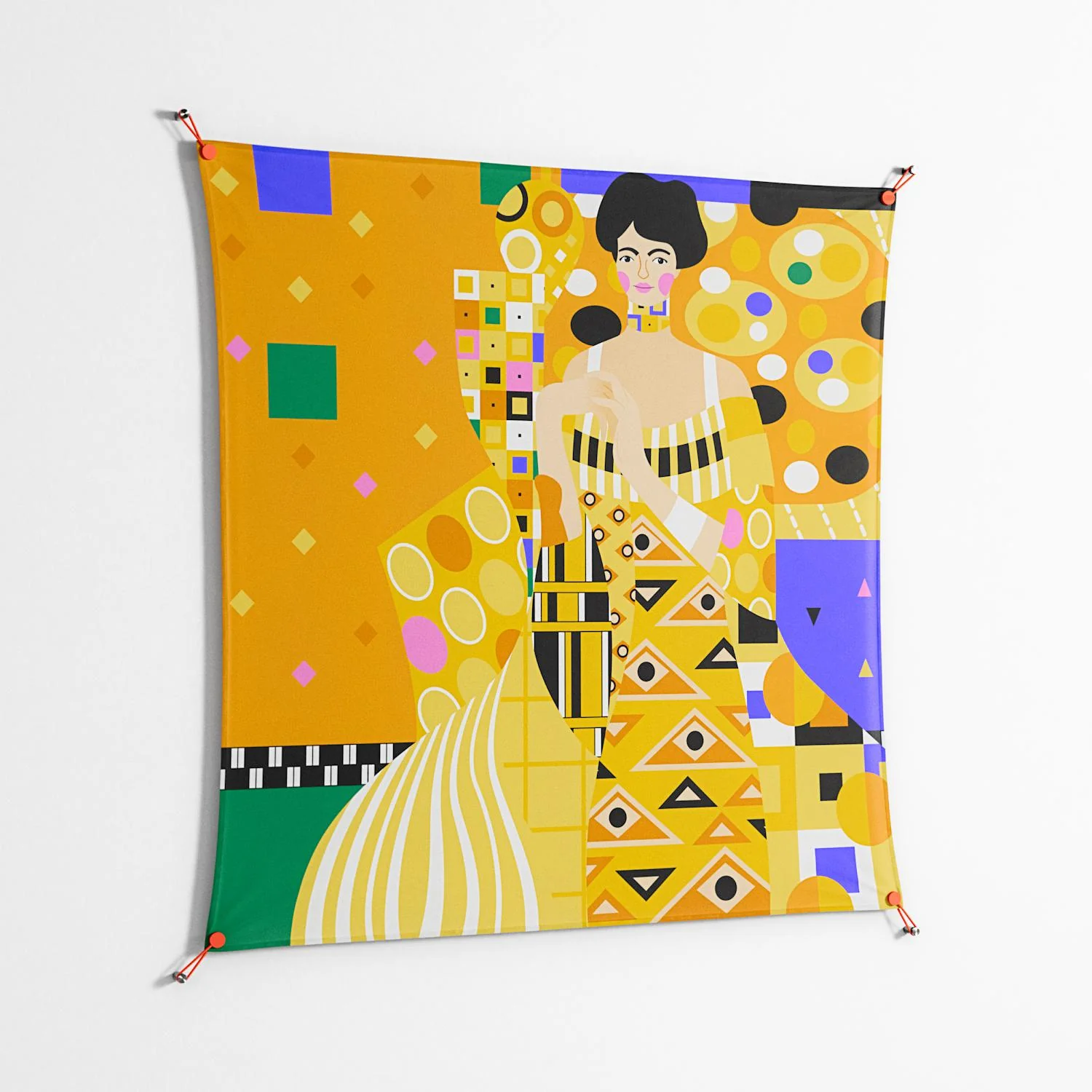 Klimt - Work On Wall - Heather Zhou - Orange - 140 x 140 cm - Image 2