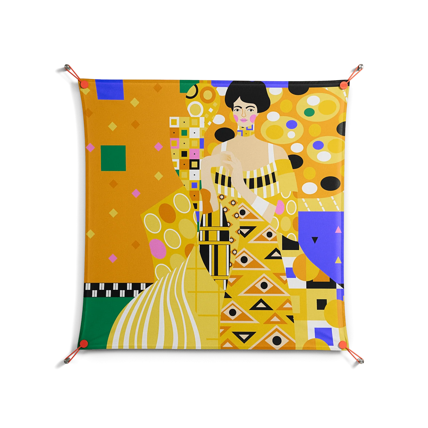 Klimt - Work On Wall - Heather Zhou - Orange - 90 x 90 cm