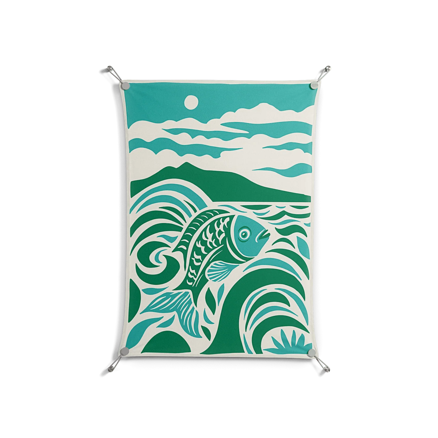 Leaping Fish - Work On Wall - Amy Suther - Silver - 70 x 100 cm