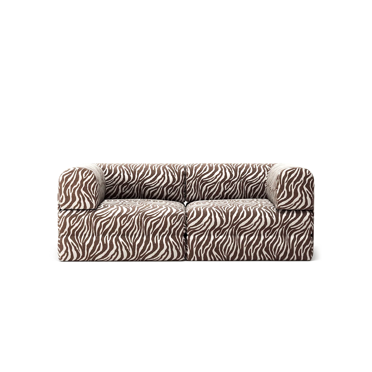 LUNA - 2 Seat - Chenille Jacquard Zebra Brown White