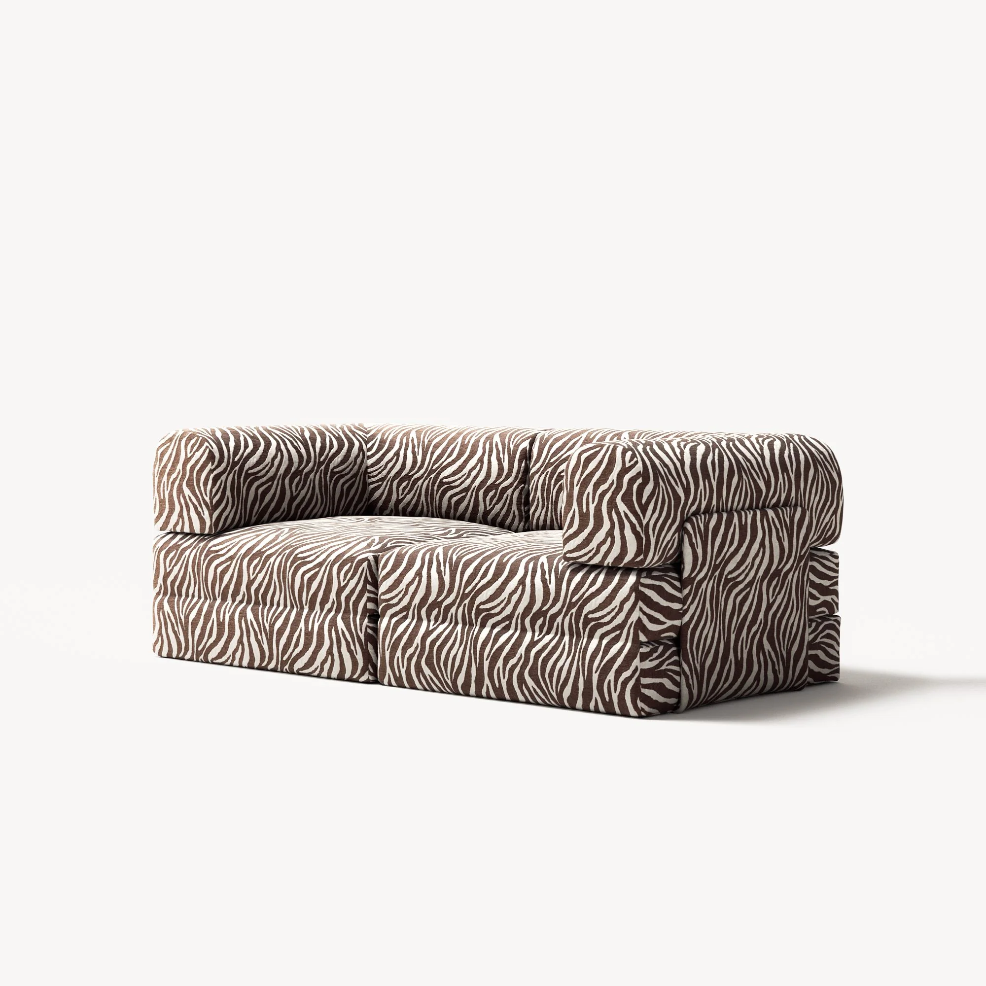 LUNA - 2 Seat - Chenille Jacquard Zebra Brown White - Image 3