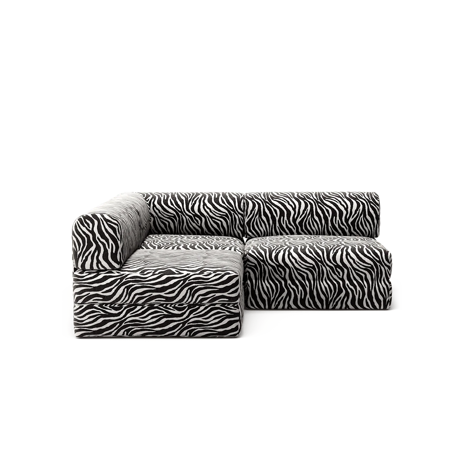 LUNA - 2 Seat Corner - Left - Chenille Jacquard Zebra Black White