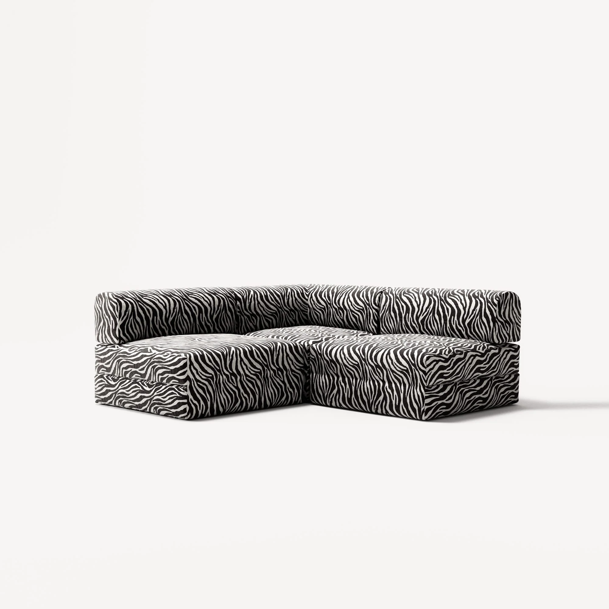 LUNA - 2 Seat Corner - Left - Chenille Jacquard Zebra Black White - Image 2
