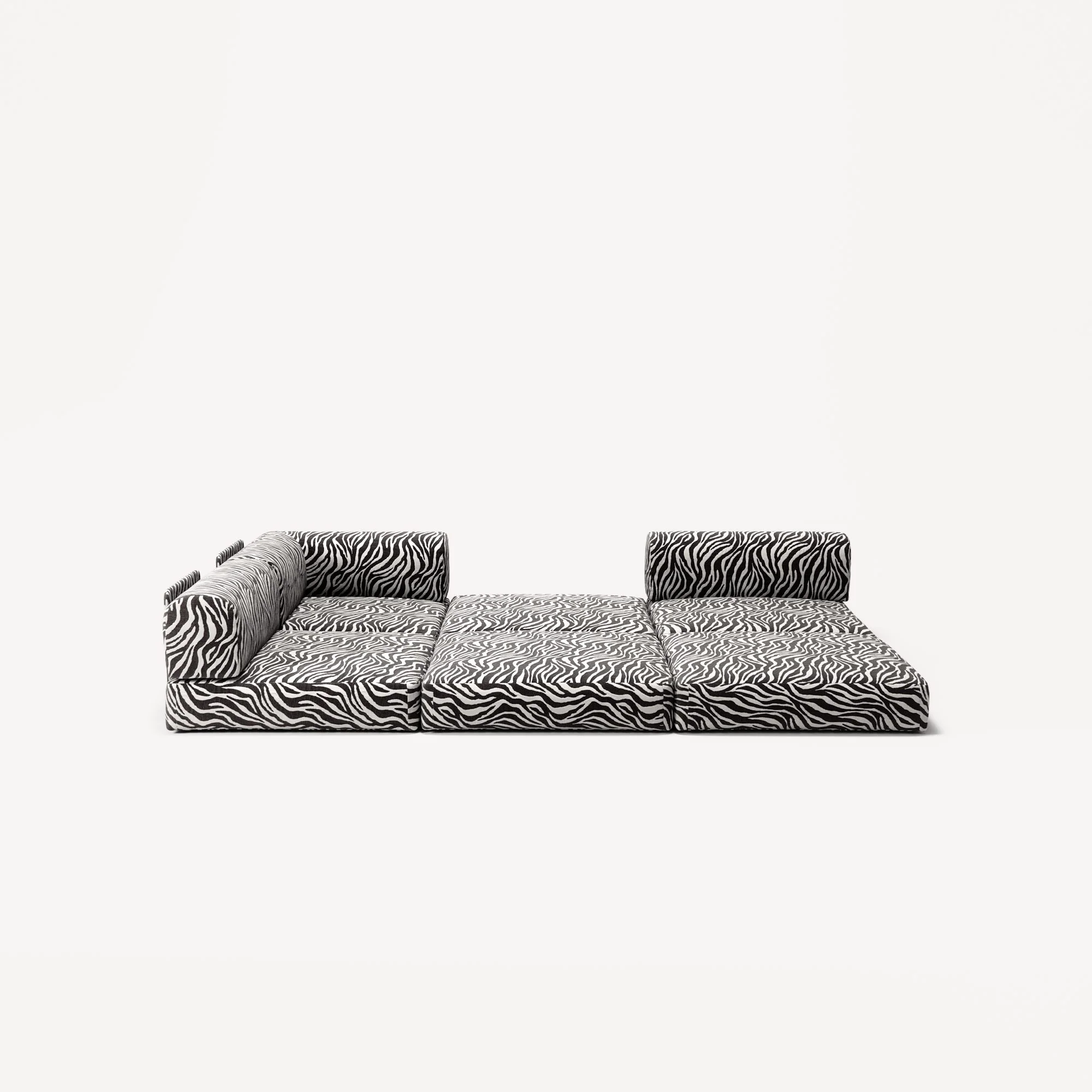LUNA - 2 Seat Corner - Left - Chenille Jacquard Zebra Black White - Image 4