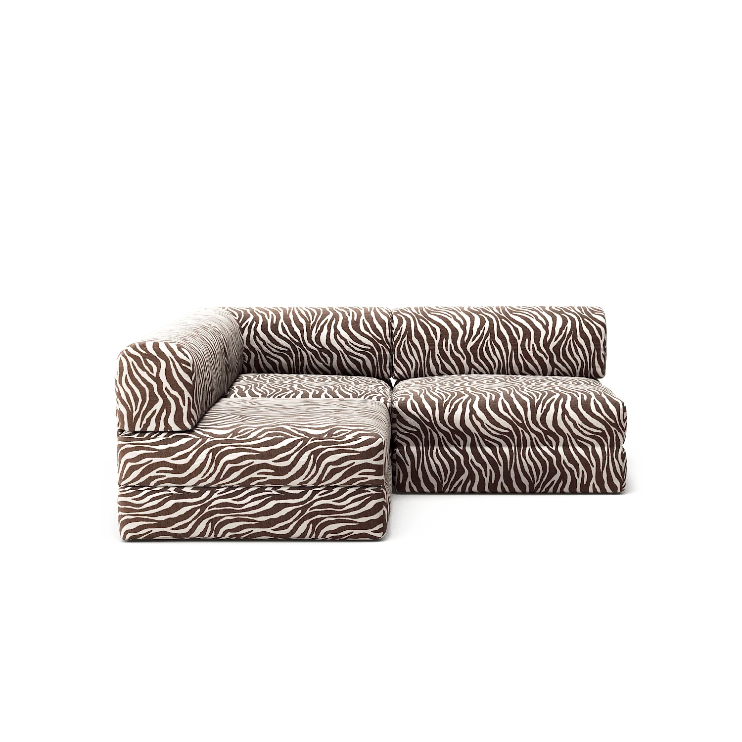 LUNA - 2 Seat Corner - Left - Chenille Jacquard Zebra Brown White