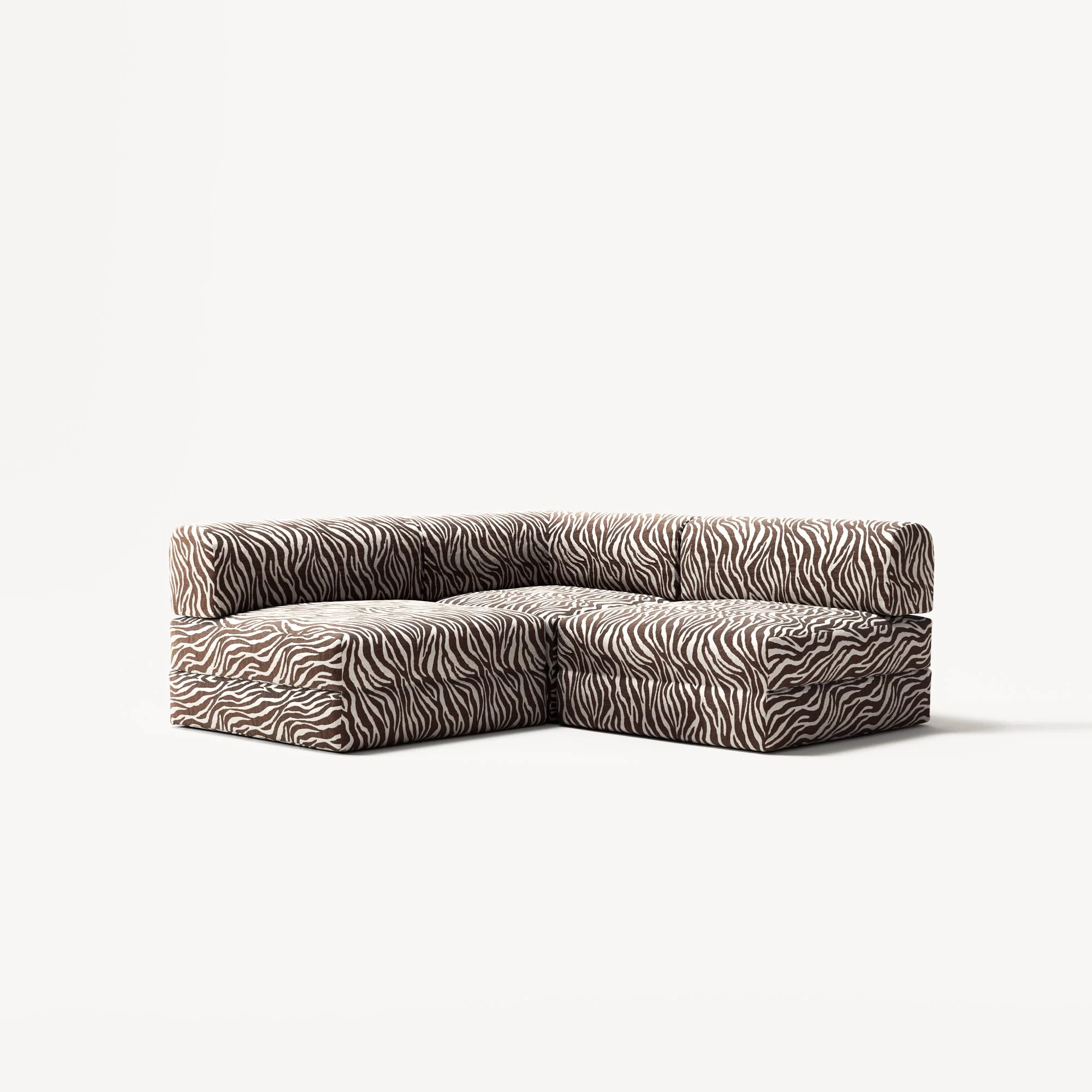 LUNA - 2 Seat Corner - Left - Chenille Jacquard Zebra Brown White - Image 2
