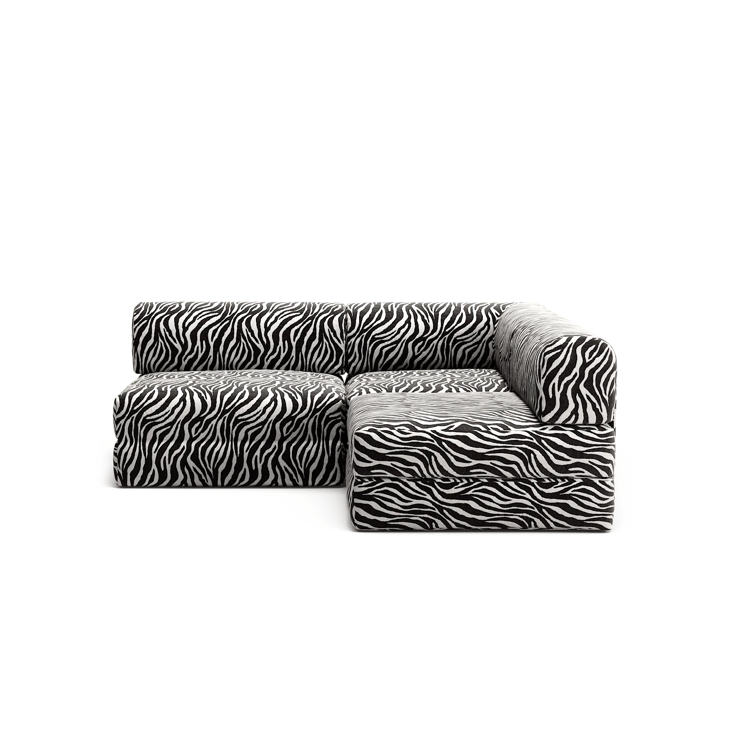 LUNA - 2 Seat Corner - Right - Chenille Jacquard Zebra Black White