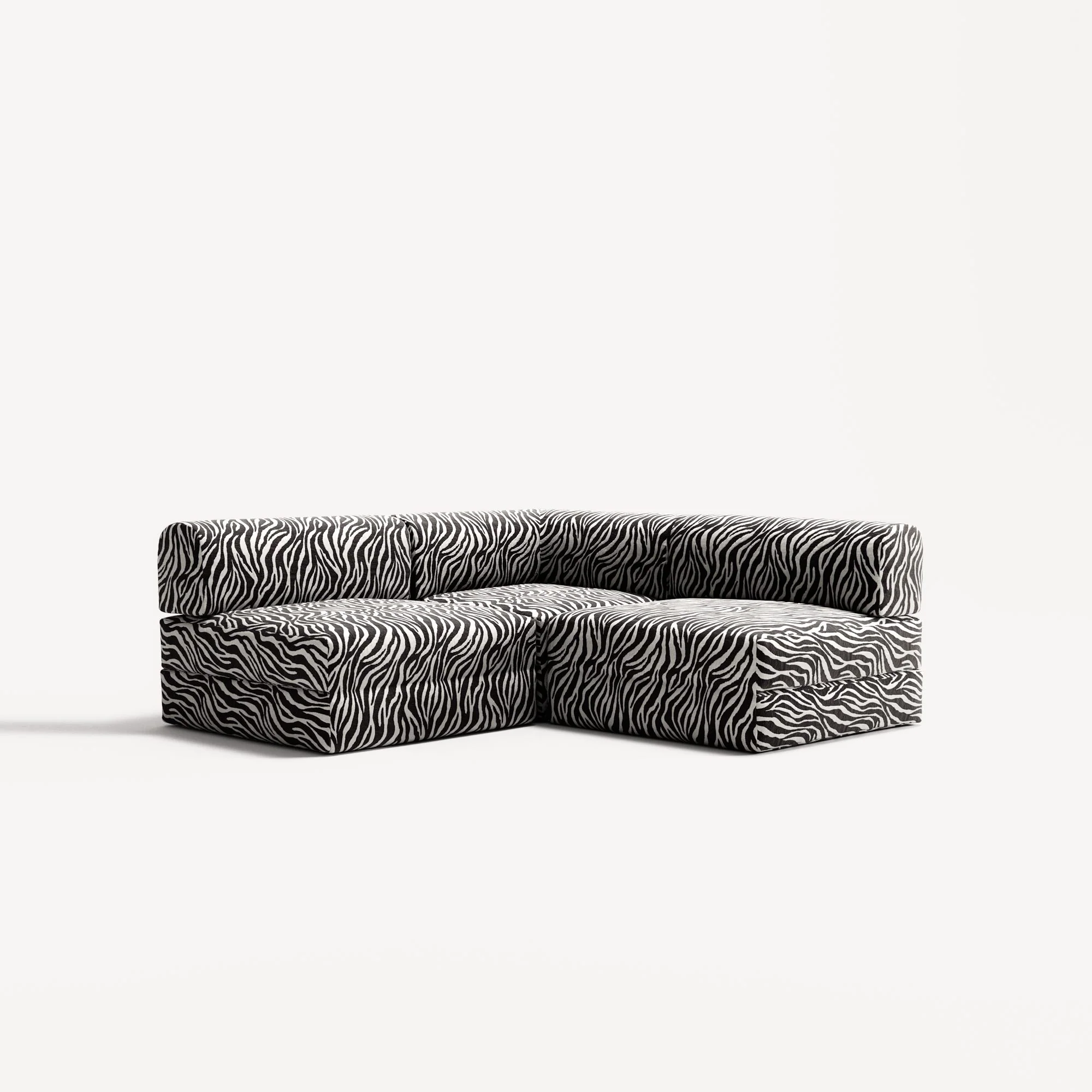 LUNA - 2 Seat Corner - Right - Chenille Jacquard Zebra Black White - Image 2