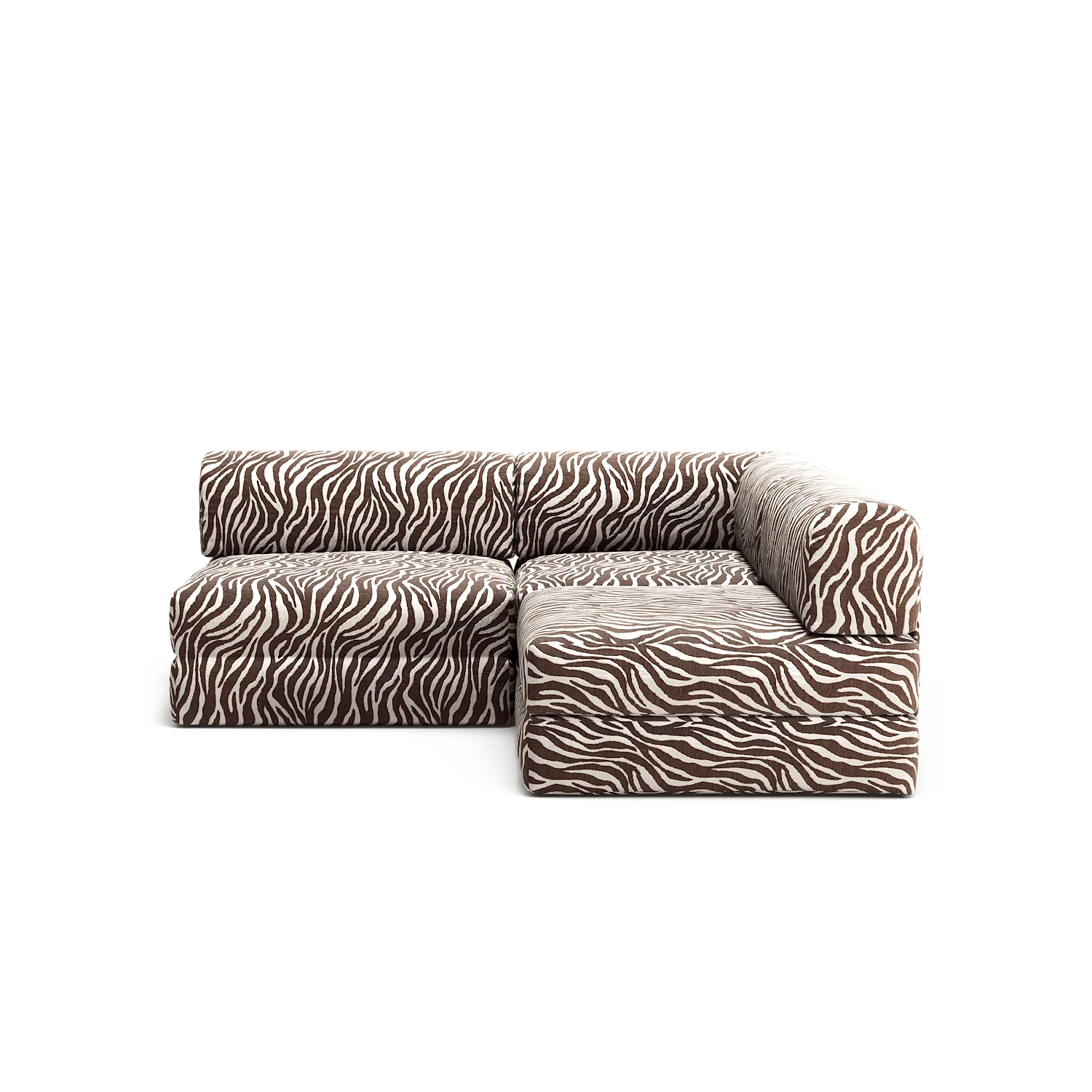 LUNA - 2 Seat Corner - Right - Chenille Jacquard Zebra Brown White
