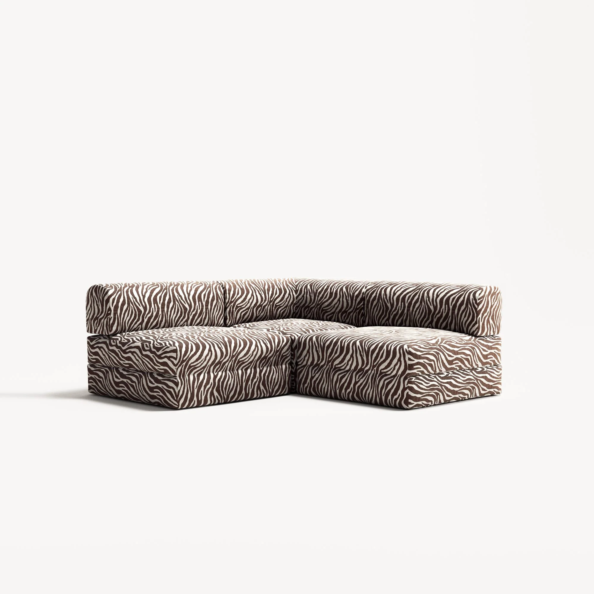 LUNA - 2 Seat Corner - Right - Chenille Jacquard Zebra Brown White - Image 2