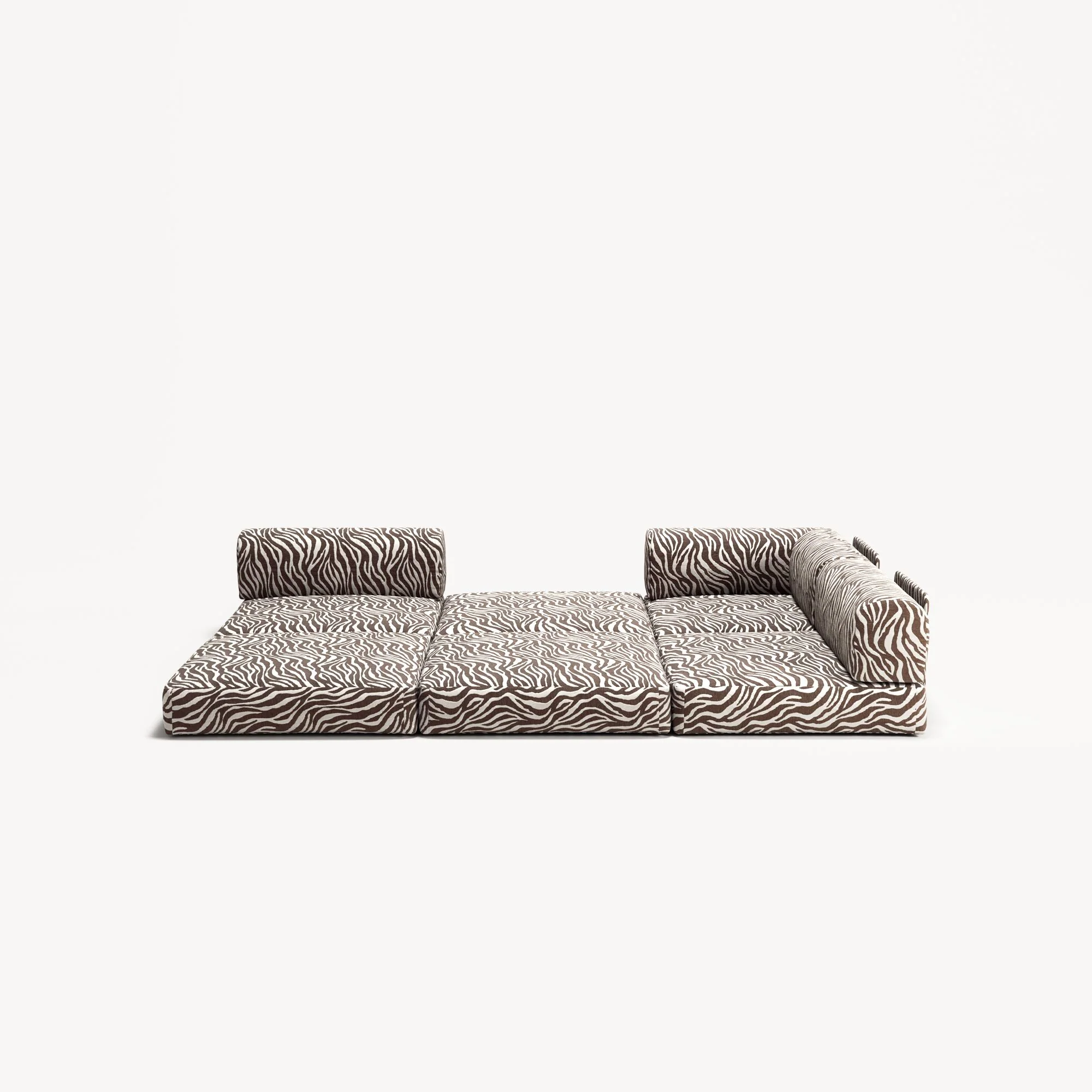 LUNA - 2 Seat Corner - Right - Chenille Jacquard Zebra Brown White - Image 4
