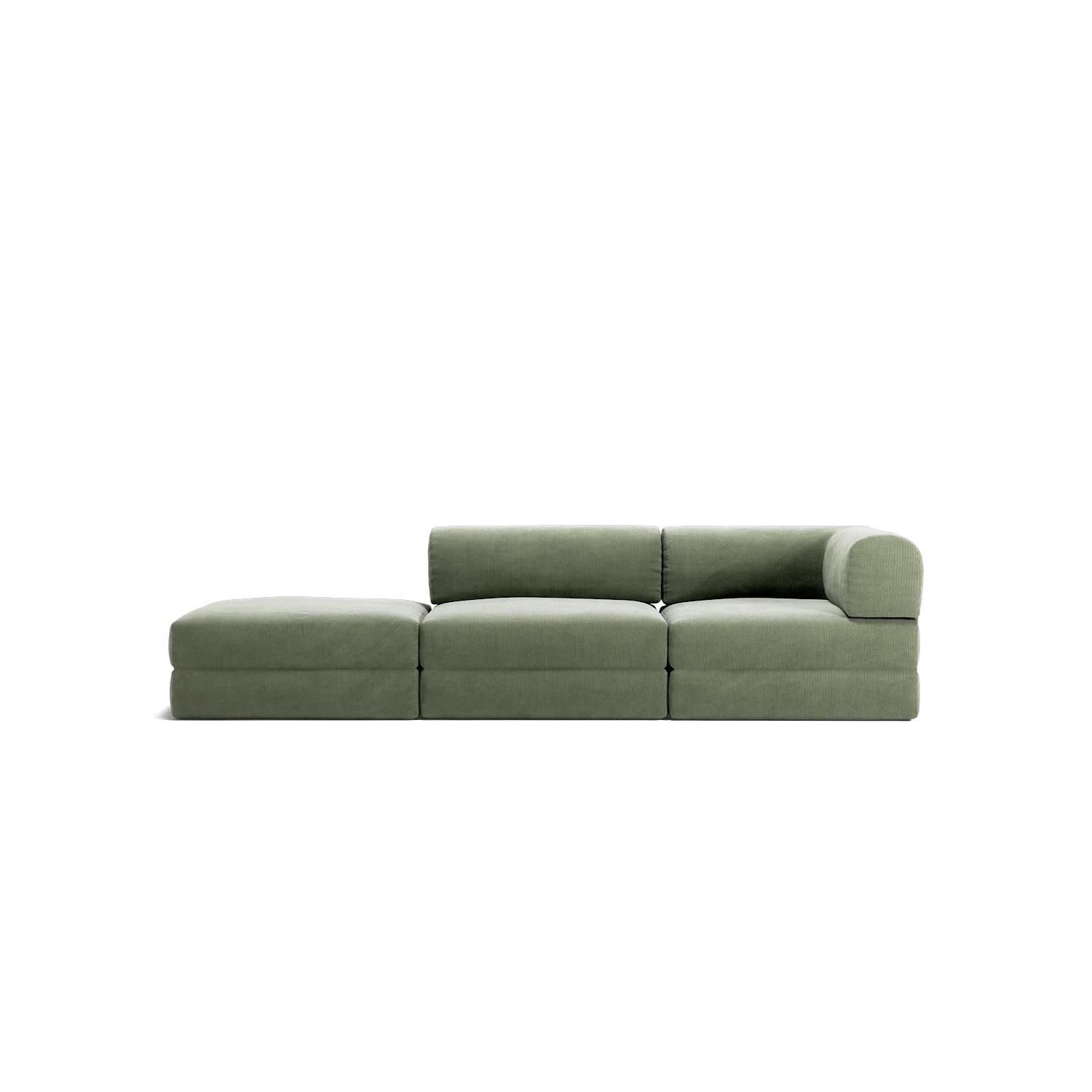 LUNA - 2 Seat with open end - Left - Corduroy Moss Green