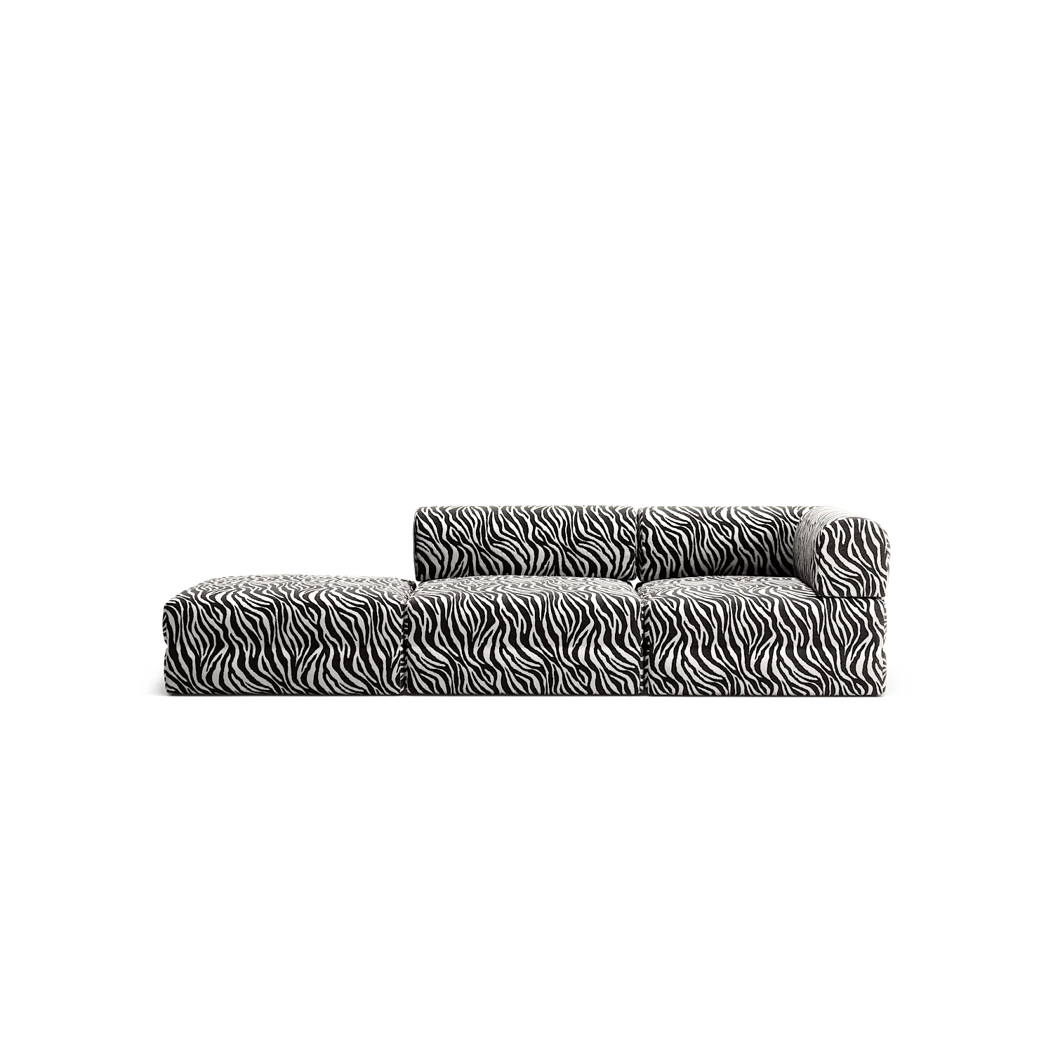 LUNA - 2 Seat with open end - Left - Chenille Jacquard Zebra Black White