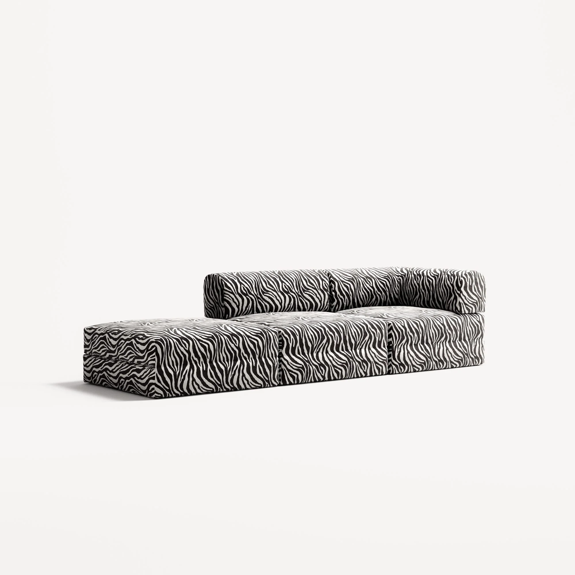 LUNA - 2 Seat with open end - Left - Chenille Jacquard Zebra Black White - Image 2