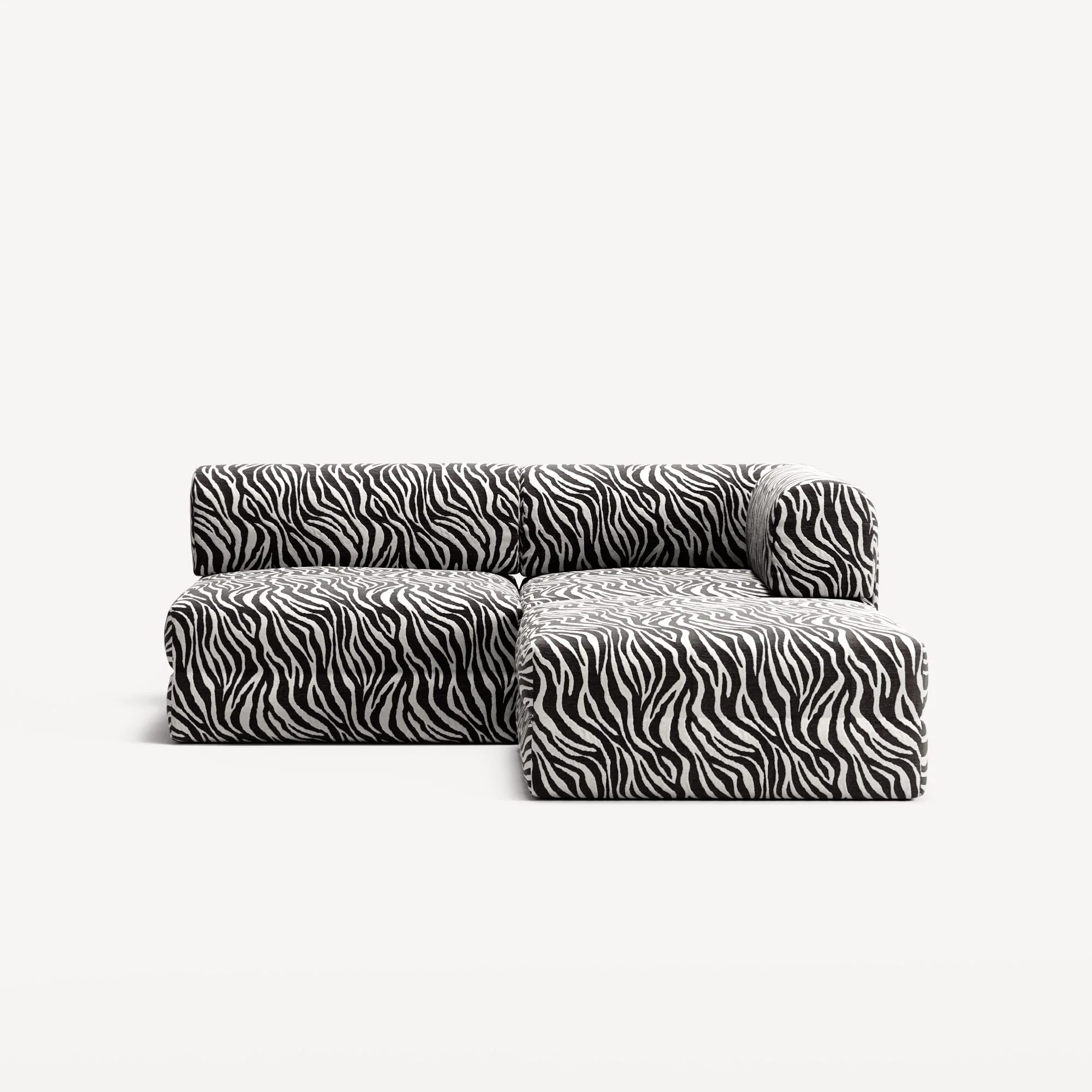LUNA - 2 Seat with open end - Left - Chenille Jacquard Zebra Black White - Image 5
