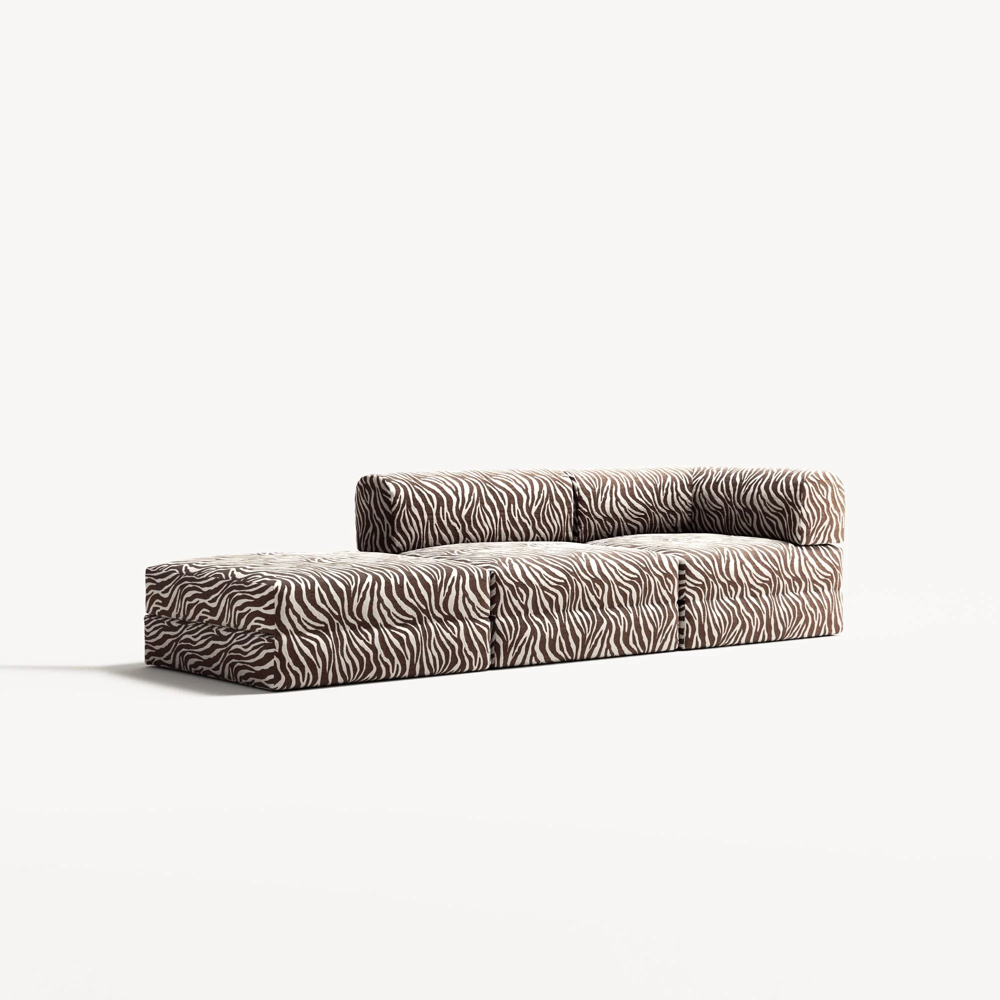 LUNA - 2 Seat with open end - Left - Chenille Jacquard Zebra Brown White - Image 2