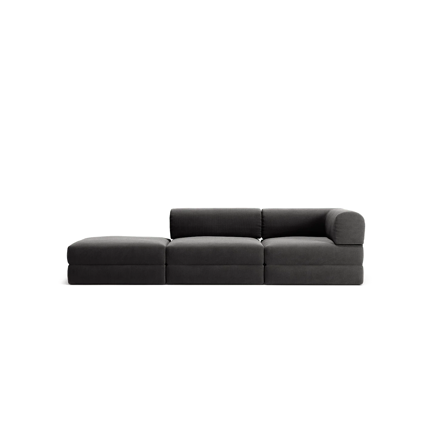 LUNA - 2 Seat with open end - Left - Corduroy Charcoal