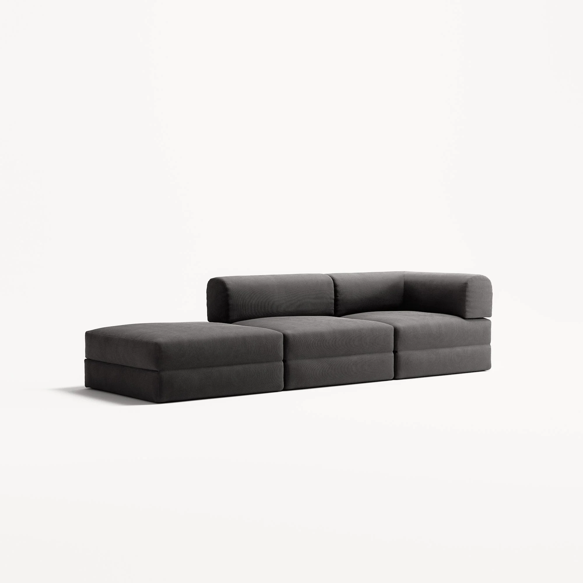 LUNA - 2 Seat with open end - Left - Corduroy Charcoal - Image 2